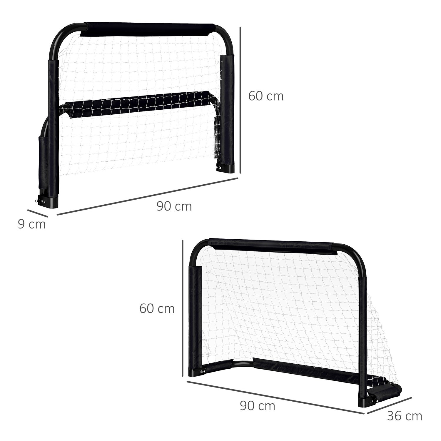 Fotbollsmålset om 2 – Vikbar metallram, 90x36x60 cm