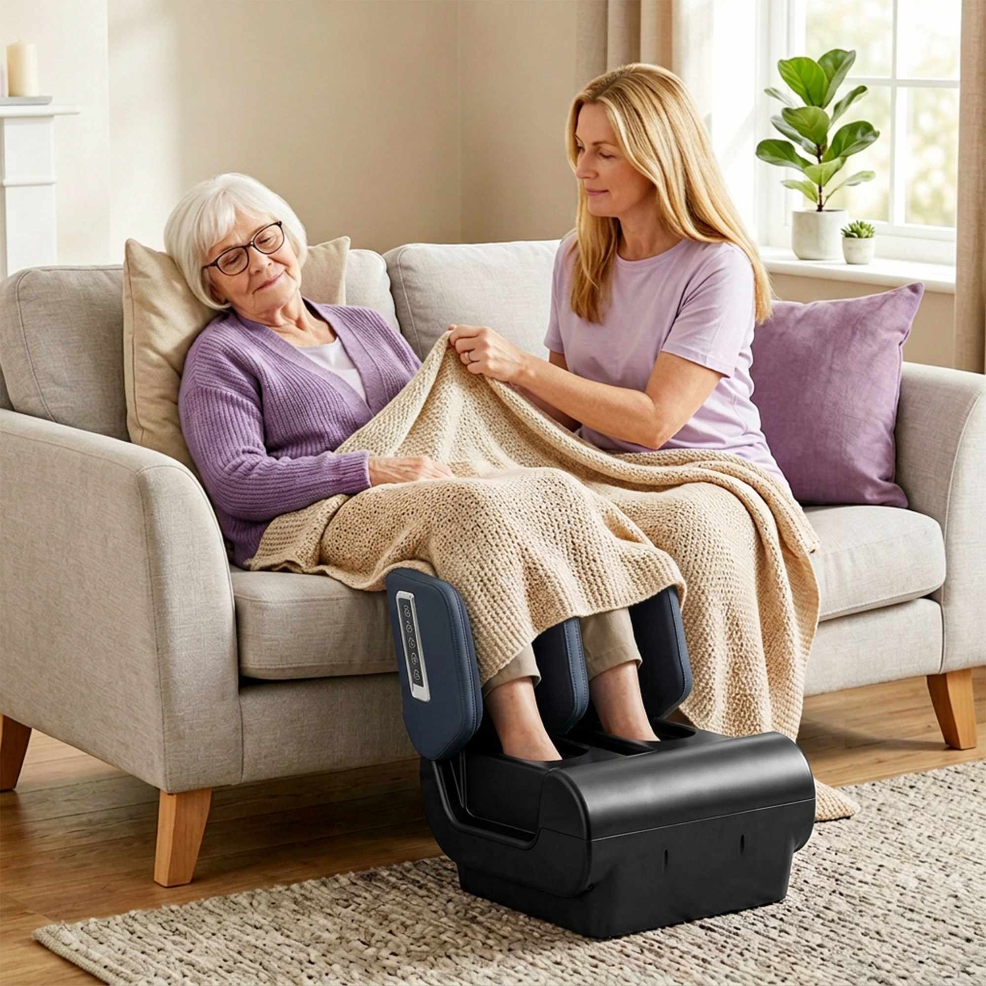Fot- och benmassageapparat med värme, luftkompression och timer