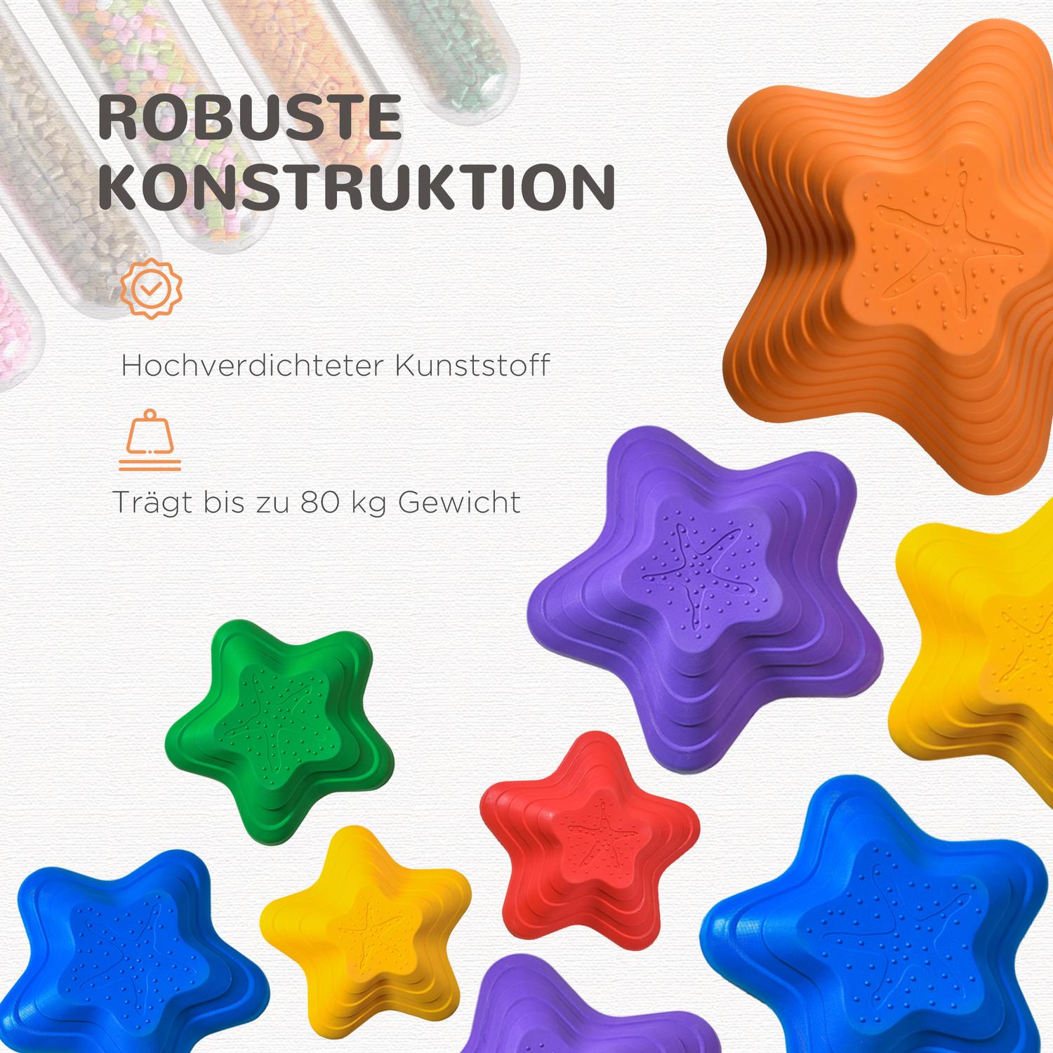 Färgglada halkfria flodstenar, balansspel, 6 stycken