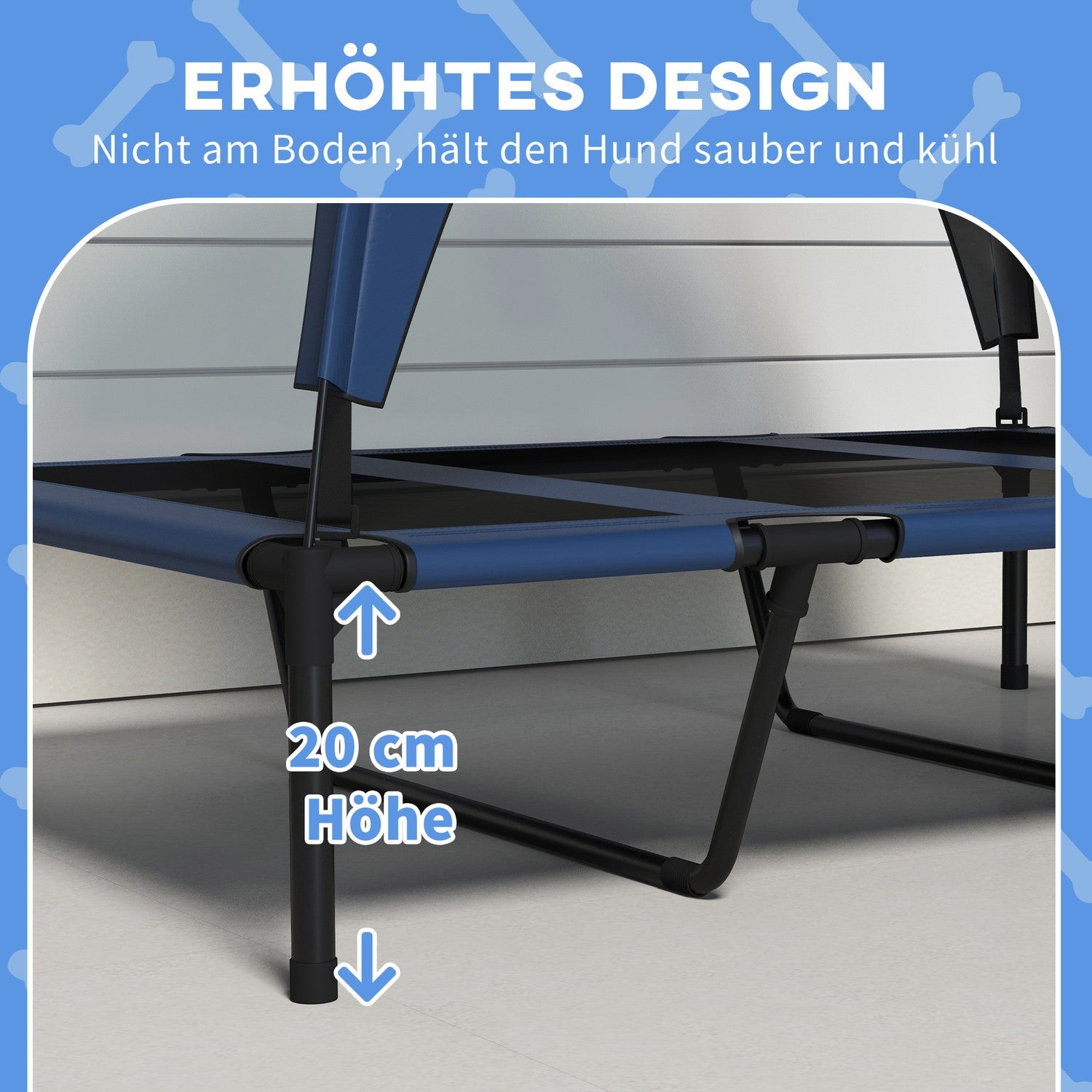 Förhöjd hundsäng utomhus med kapell, andas, stor