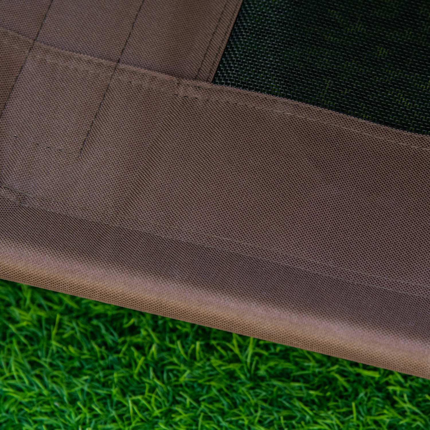 Förhöjd hundsäng utomhus med kapell, andningsbart tyg, kaffe