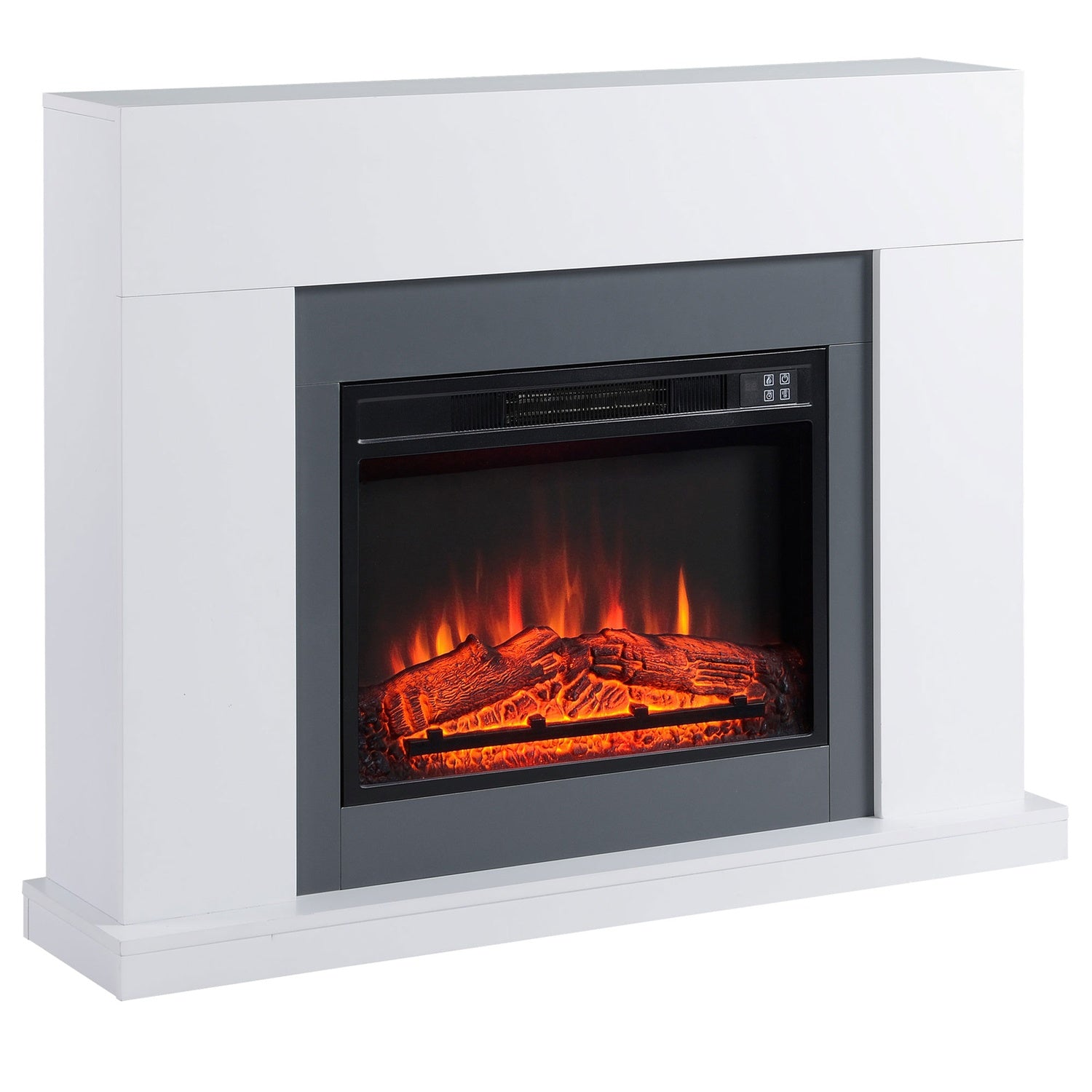 Fristående LED Elektrisk öppen spis, Flameffekt, MDF, Vit