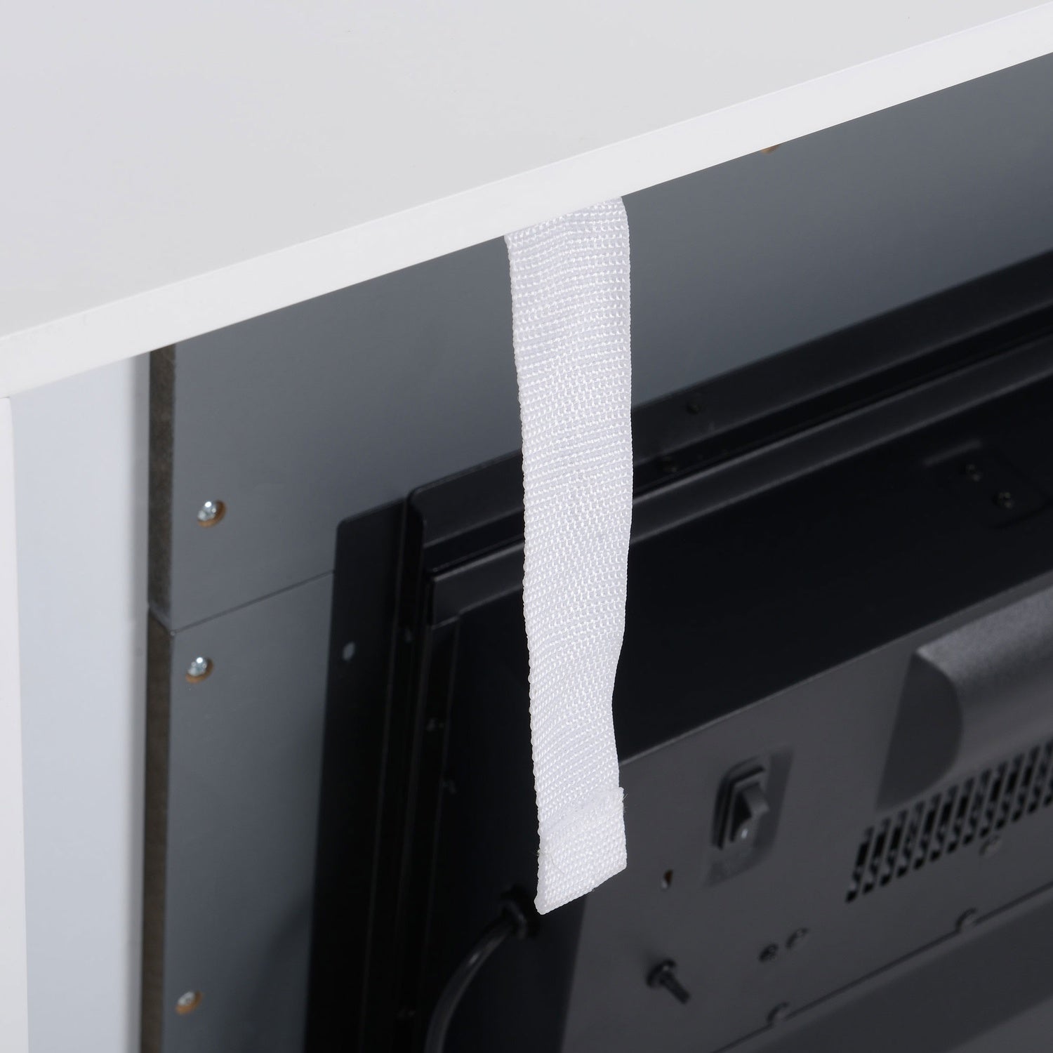 Fristående LED Elektrisk öppen spis, Flameffekt, MDF, Vit