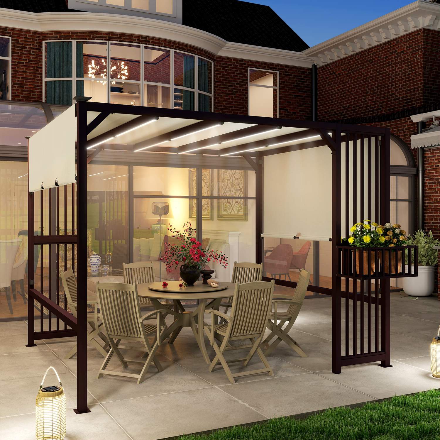Fristående Pergola Gazebo 3x2,5m med justerbart tak