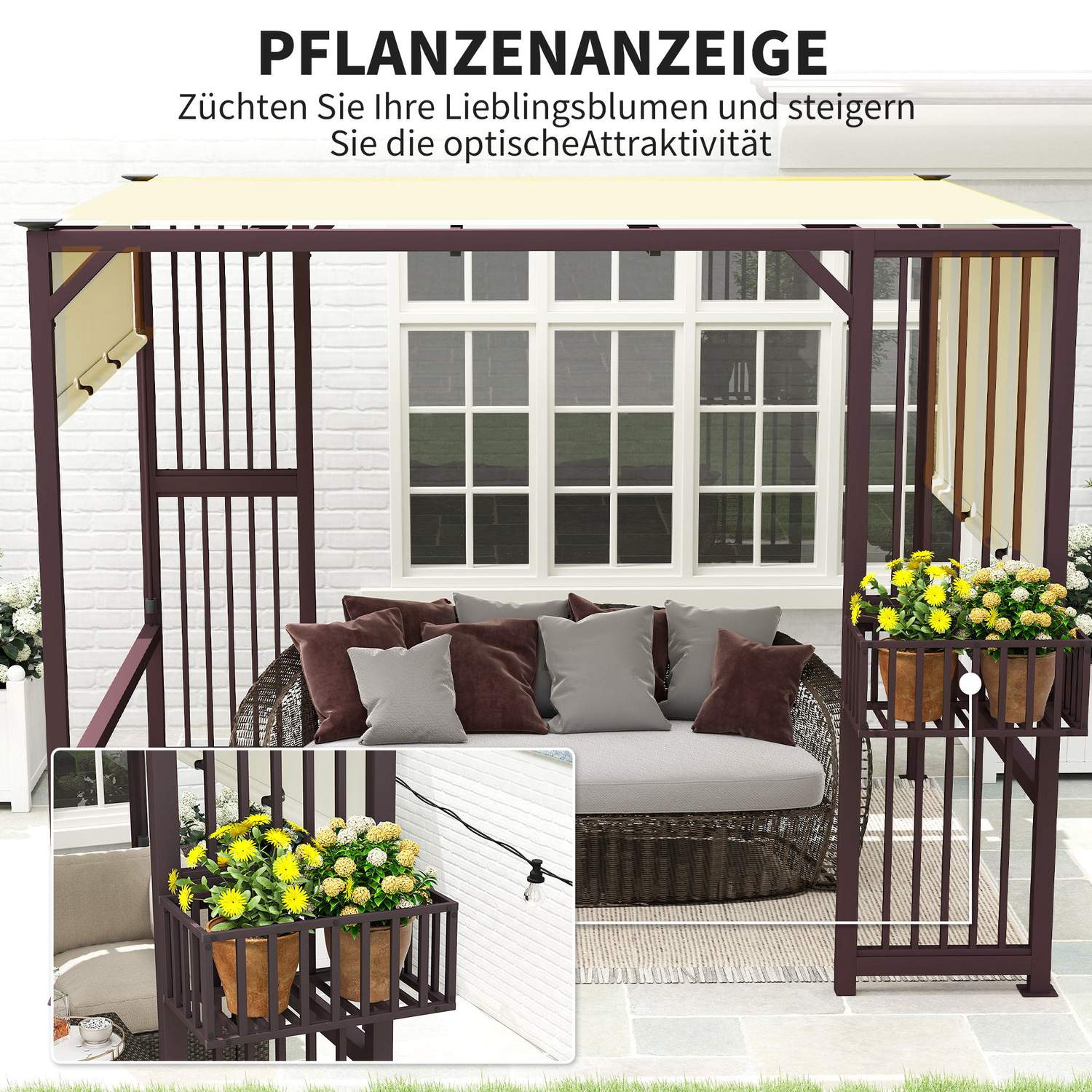 Fristående Pergola Gazebo 3x2,5m med justerbart tak