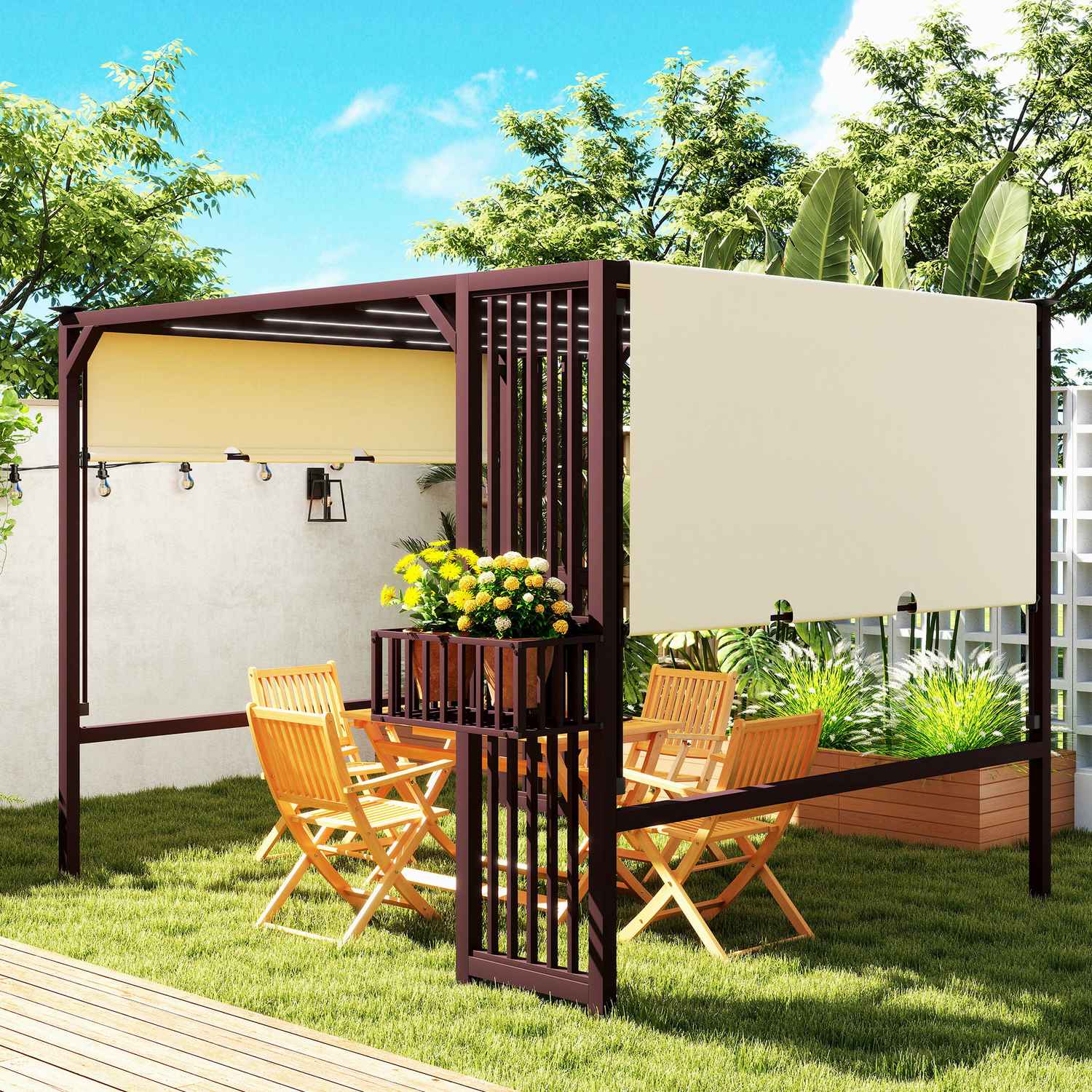 Fristående Pergola Gazebo 3x2,5m med justerbart tak
