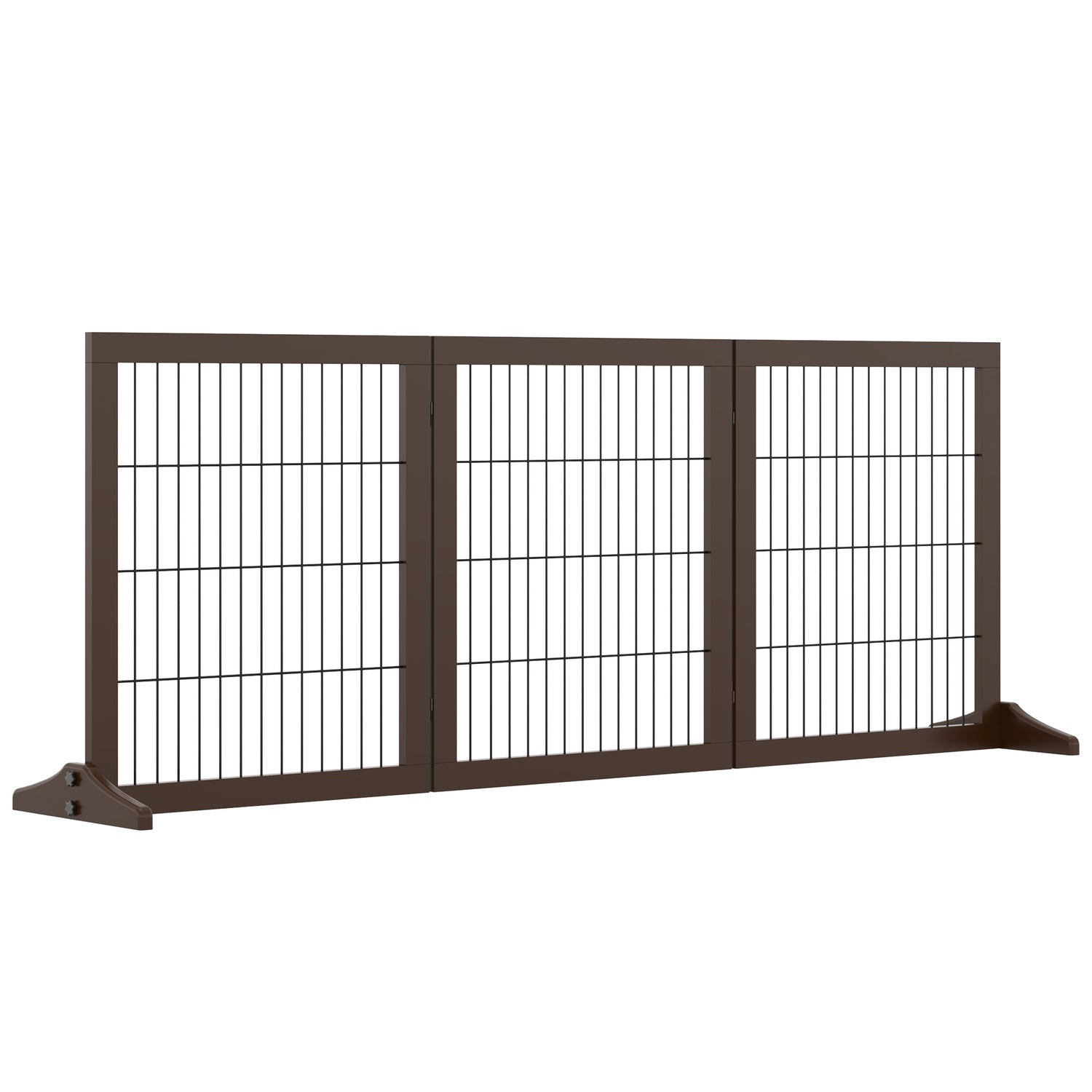 Fristående Pine Dog Gate Barrier, Brun, 185x36x71 cm