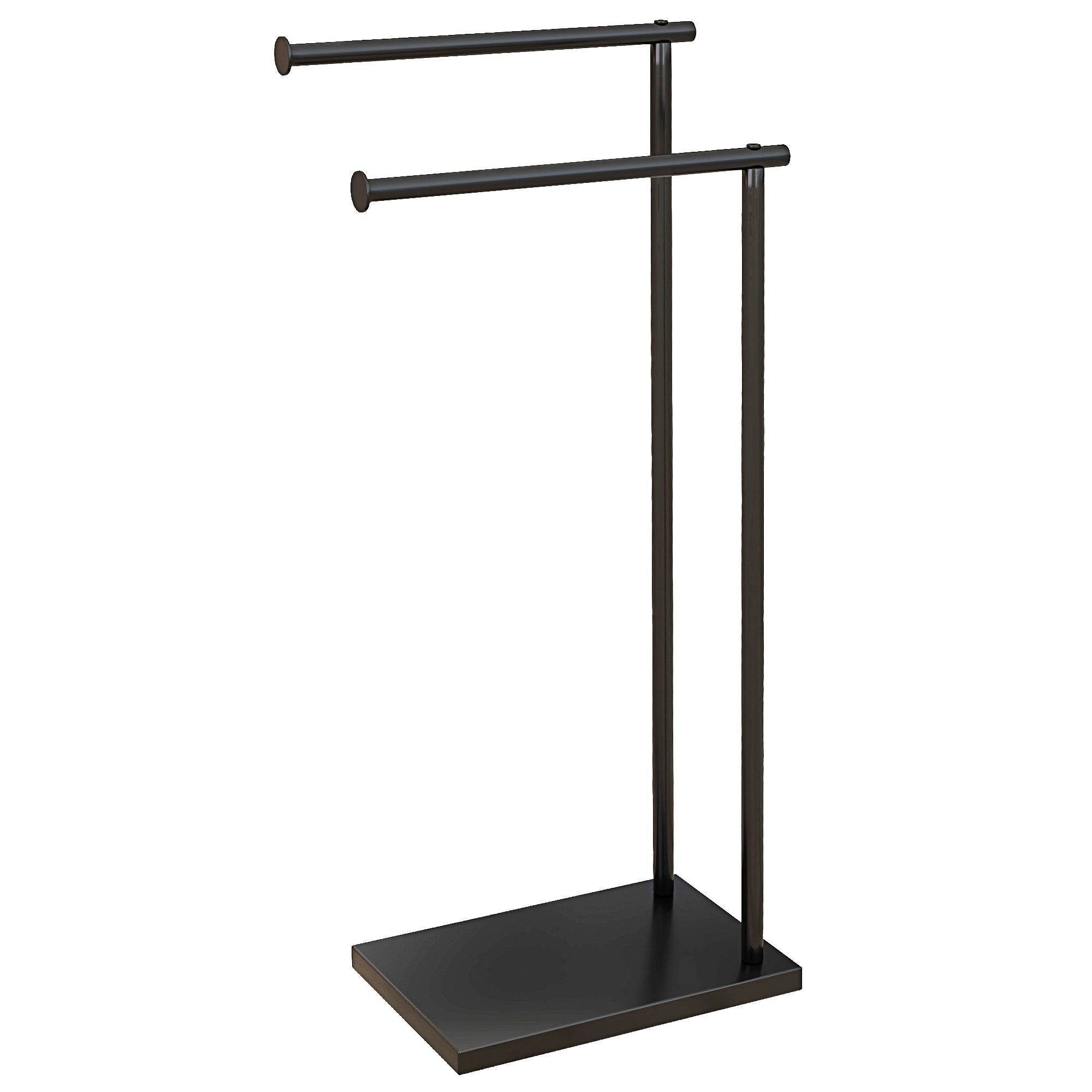 Fristående handdukshängare med 2 stänger, svart metall 35,5x20x78 cm
