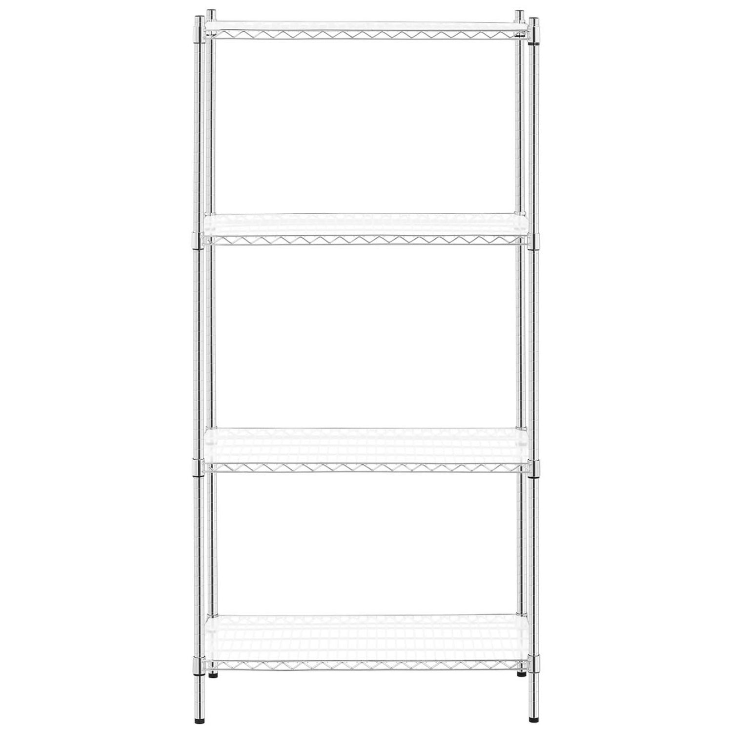 Förkromad trådverkstadshylla, 4 hyllor + 4 mattor, upp till 1 t 1000 kg, 90x45x180 cm