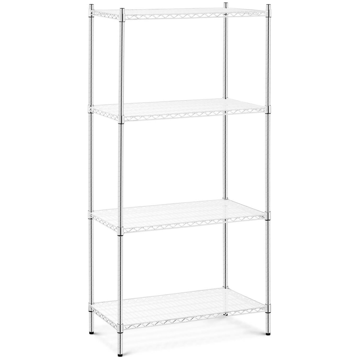 Förkromad trådverkstadshylla, 4 hyllor + 4 mattor, upp till 1 t 1000 kg, 90x45x180 cm