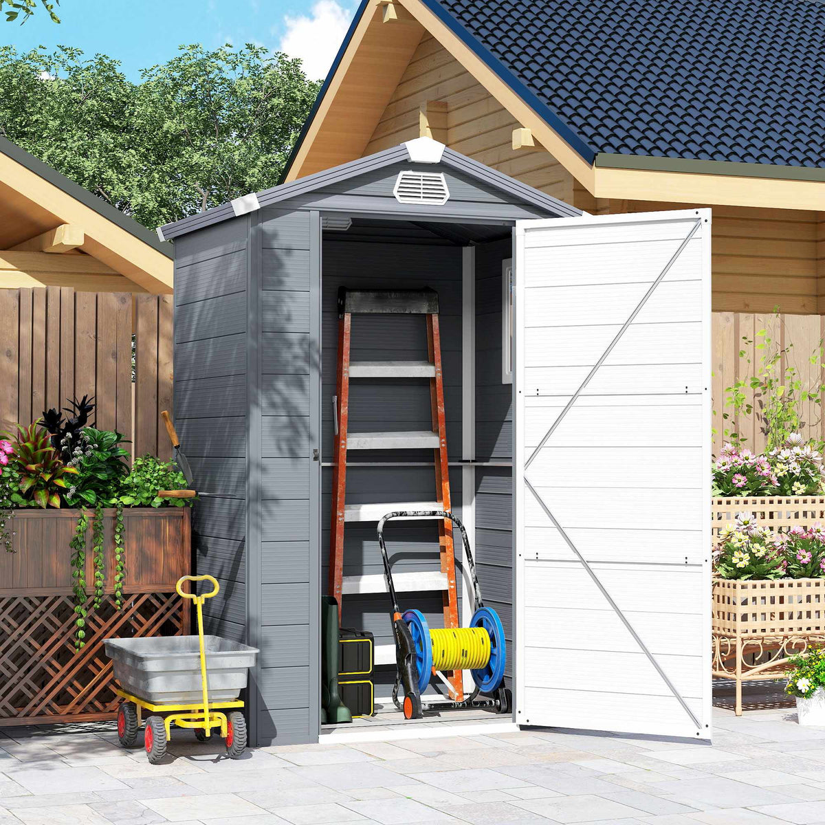 Utendørsbod, 1,1 m², polypropen, låsbar dør