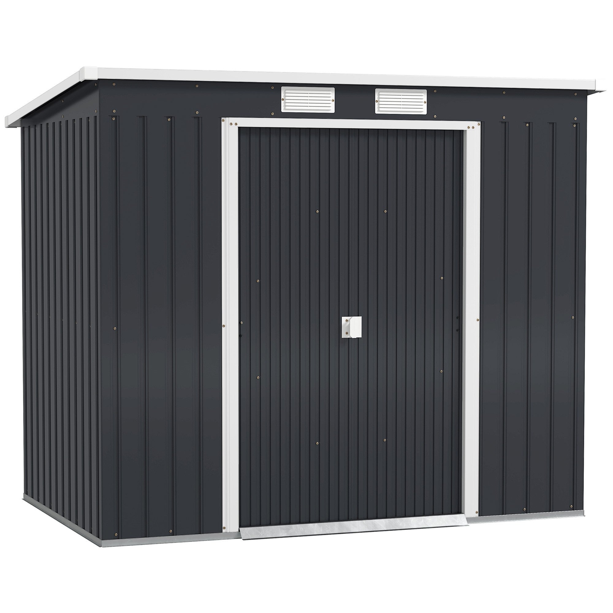 Förråd för utomhusbruk, ventilationsfönster, skjutdörrar, stål, 213x130x172 cm