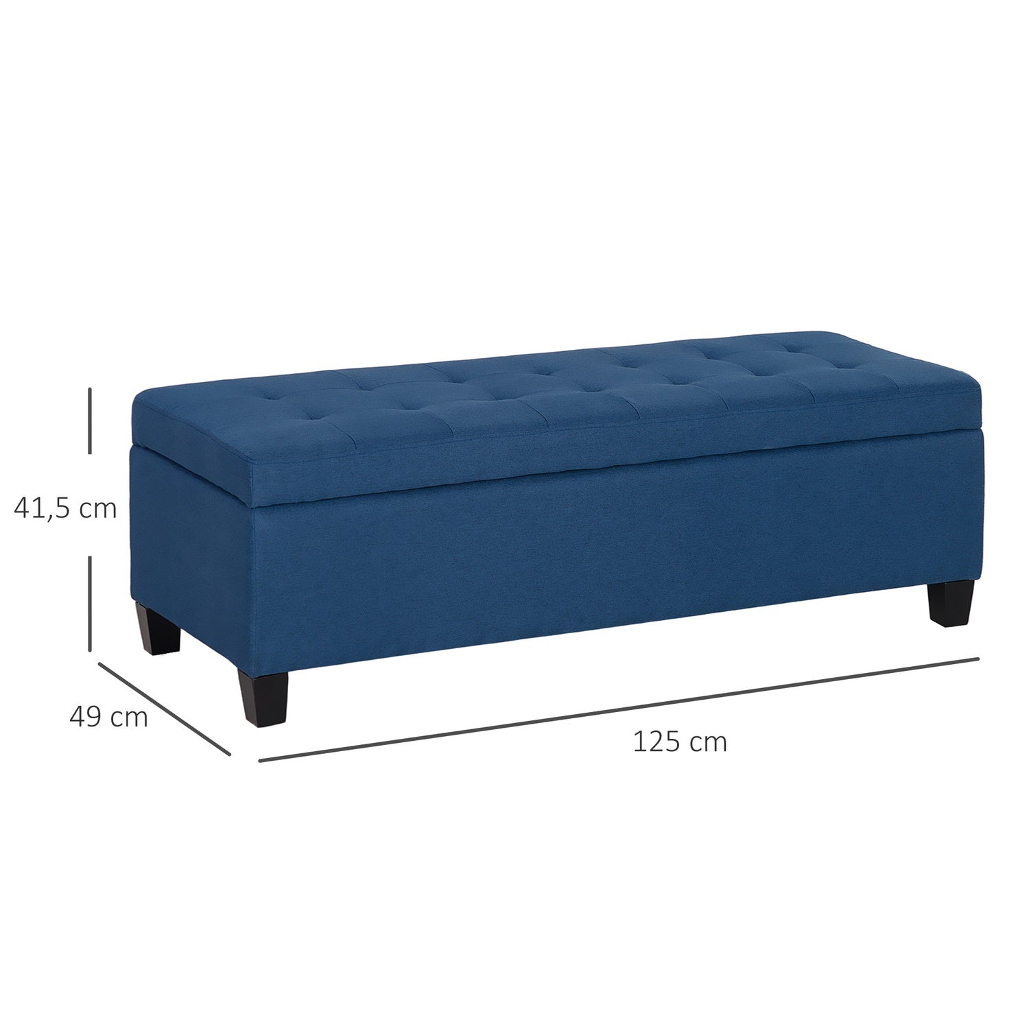 Förvaring Ottoman bänk med knapptuft, blå, 125 cm