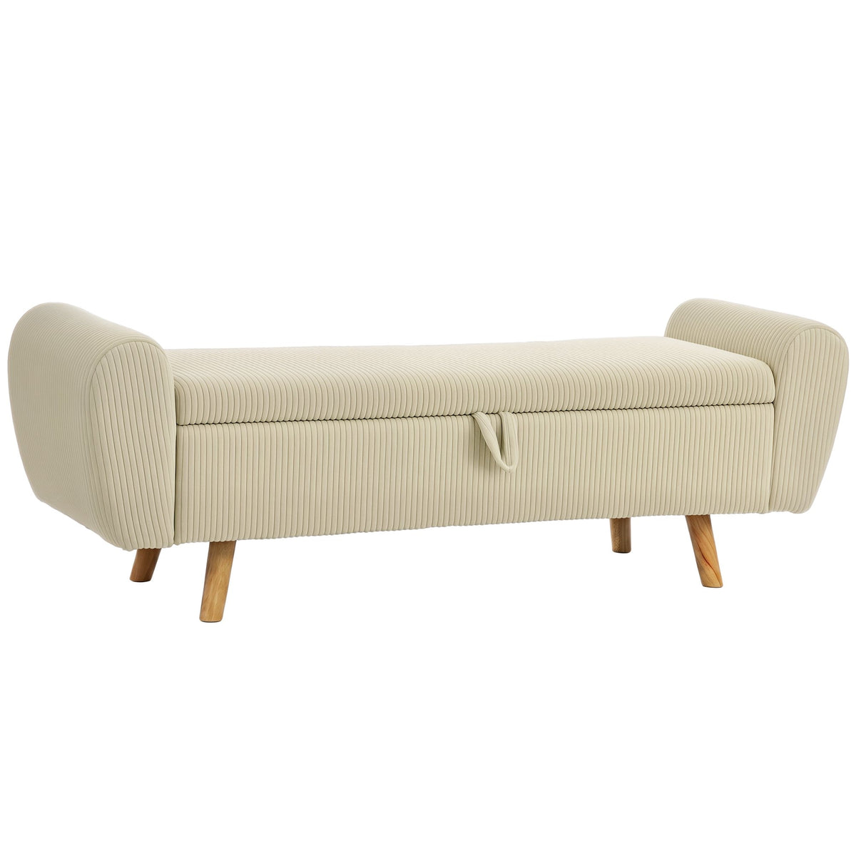 Oppbevaringsbenk med skjult rom, beige kordfløyel, 150 cm