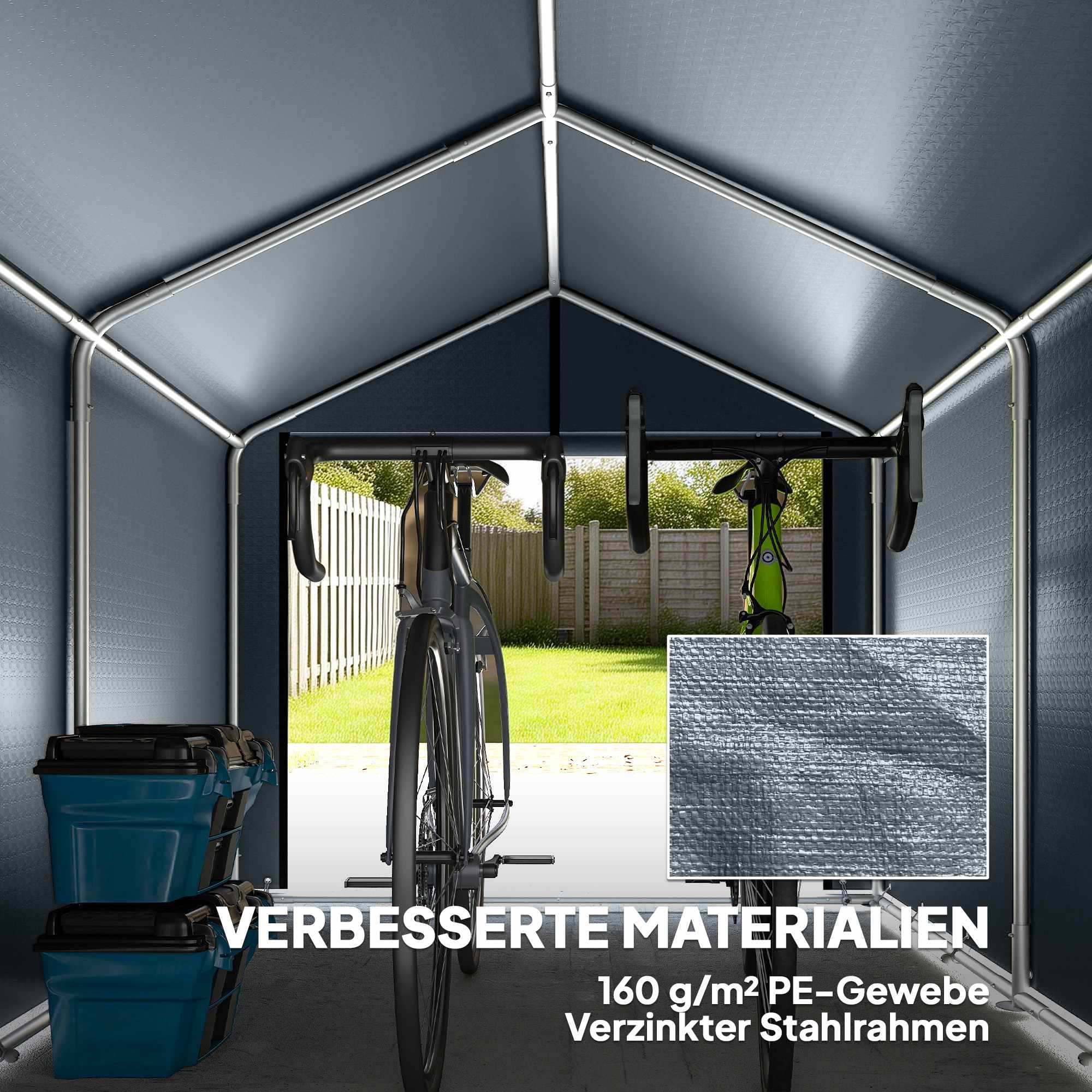 Förvaringstält för utomhusbruk, vattentätt PE-tyg, 162x221,5x163 cm