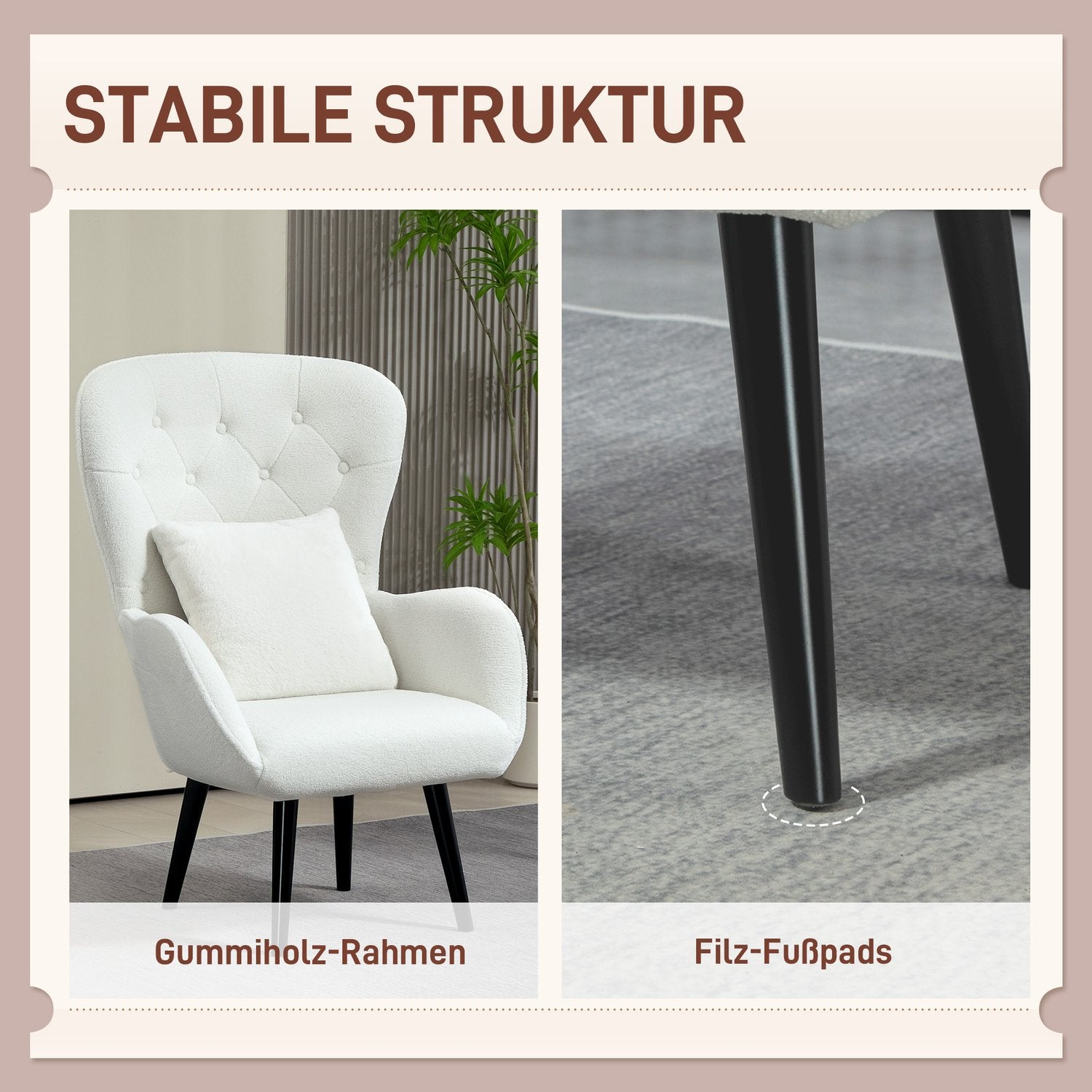 Fåtölj Loungestol med Teddytyg och svankstöd