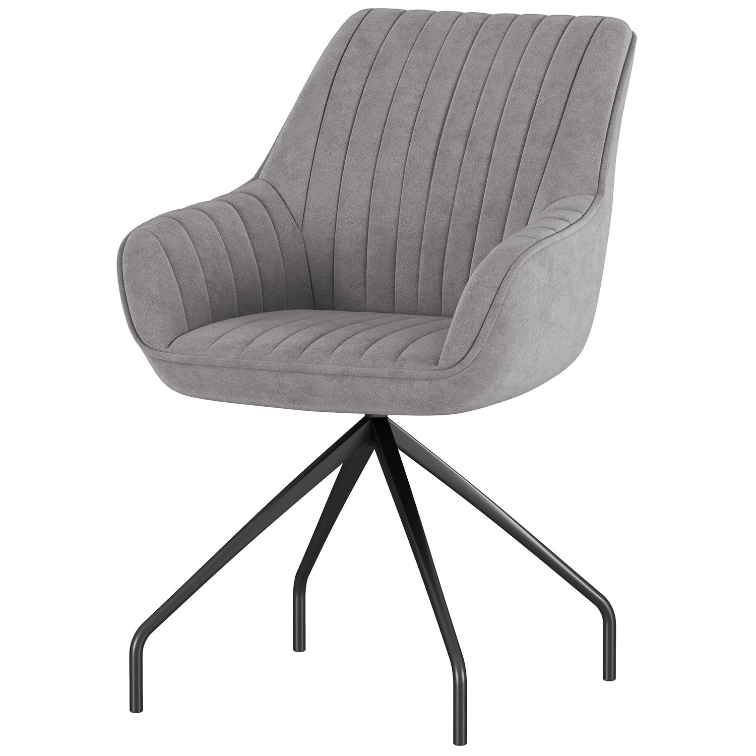 Swivel Velvet Fåtölj med metallben, mörkgrå