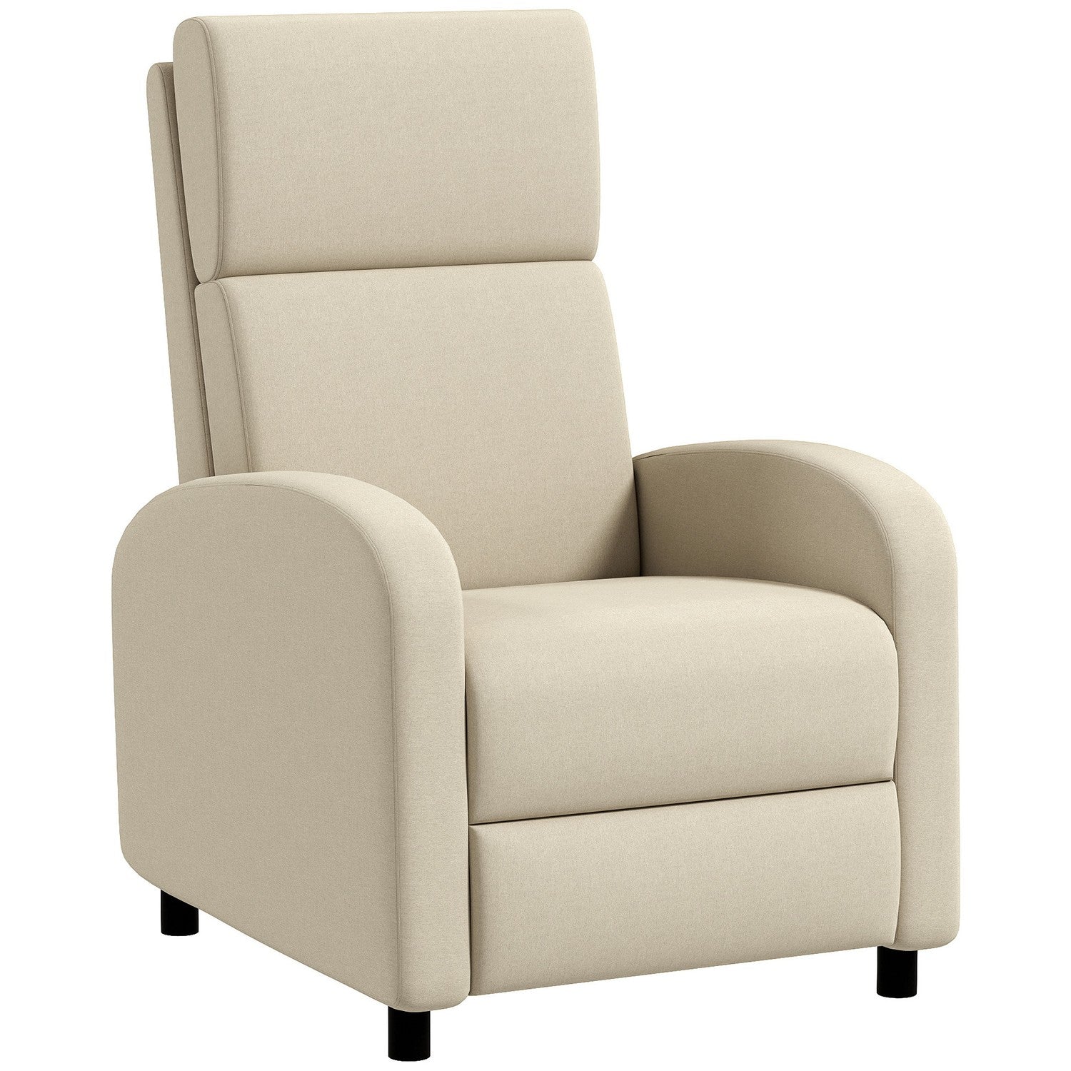 Fåtölj TV-stol, utfällbart fotstöd, lutar upp till 160°, 64 x 86 x 102 cm, kräm