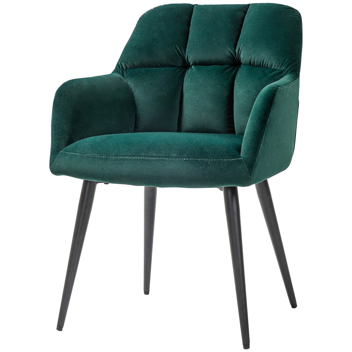 Velvet Look Fåtölj, Mörkgrön, Vadderad med armstöd