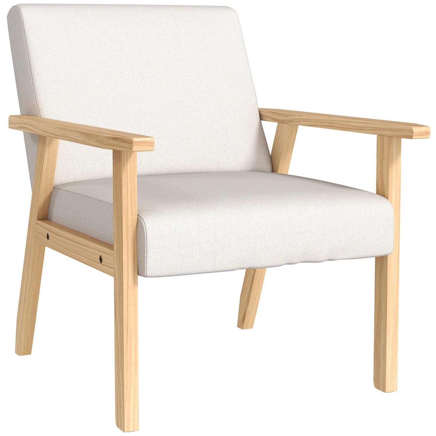 Lenestol med armlener, trukket, kremhvit, 64x70x72 cm