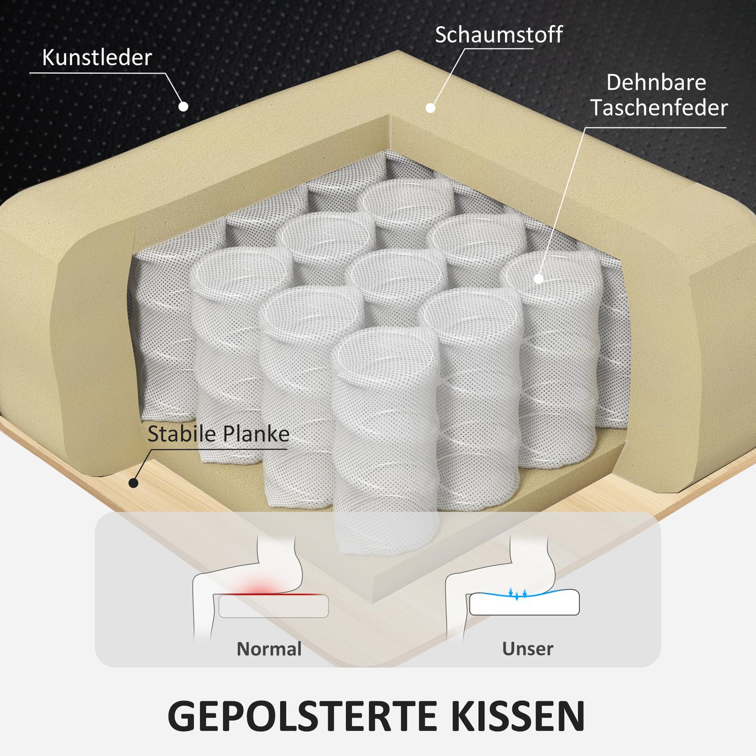 Fåtölj med fotpall, justerbar stol, fodral i konstläder, stoppad stol med fällbart ryggstöd, svart