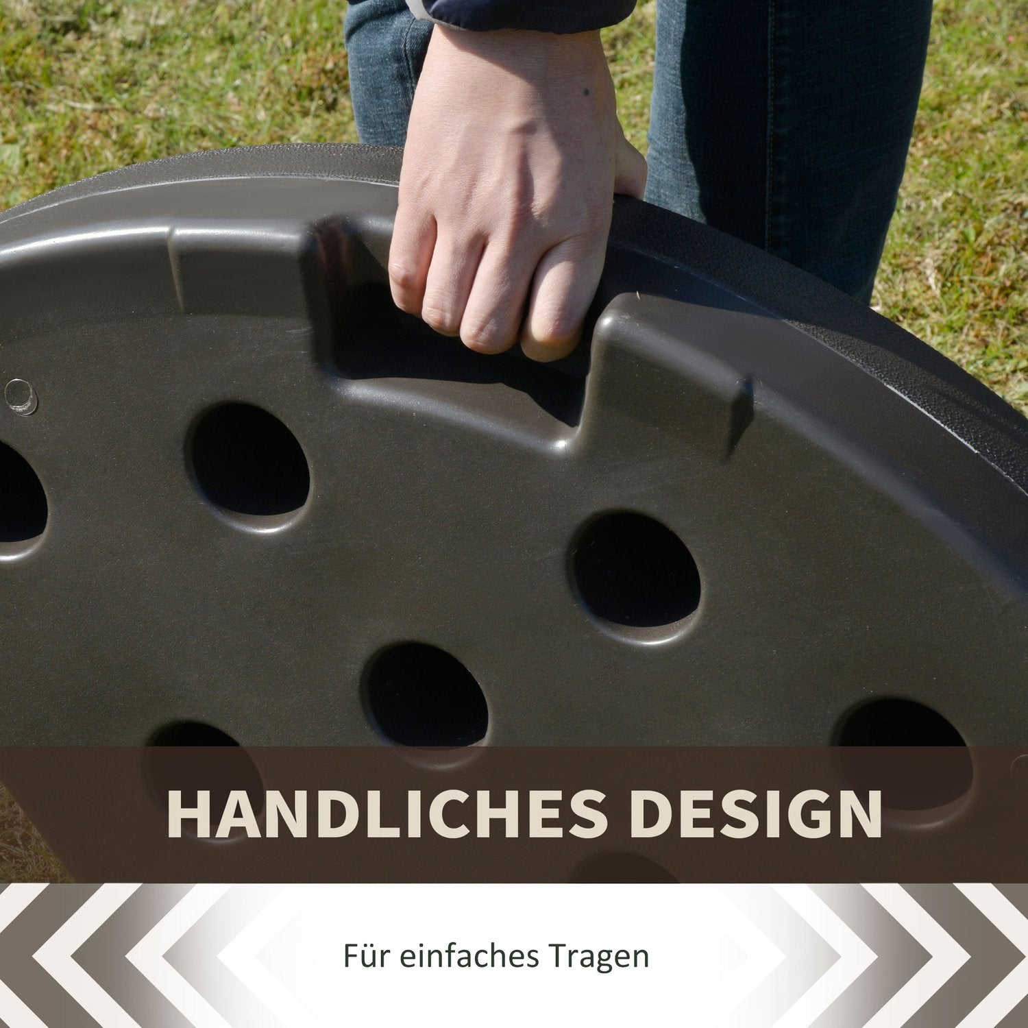 Fyllbart HDPE paraplyställ, kaffe, 17 kg vatten/25 kg sand