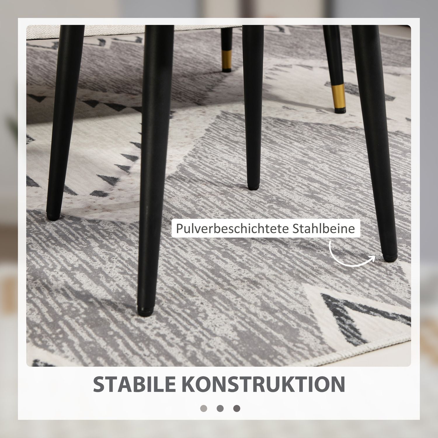 Fyrkantig fotpall med stålben, kashmirlook, ljusgrå