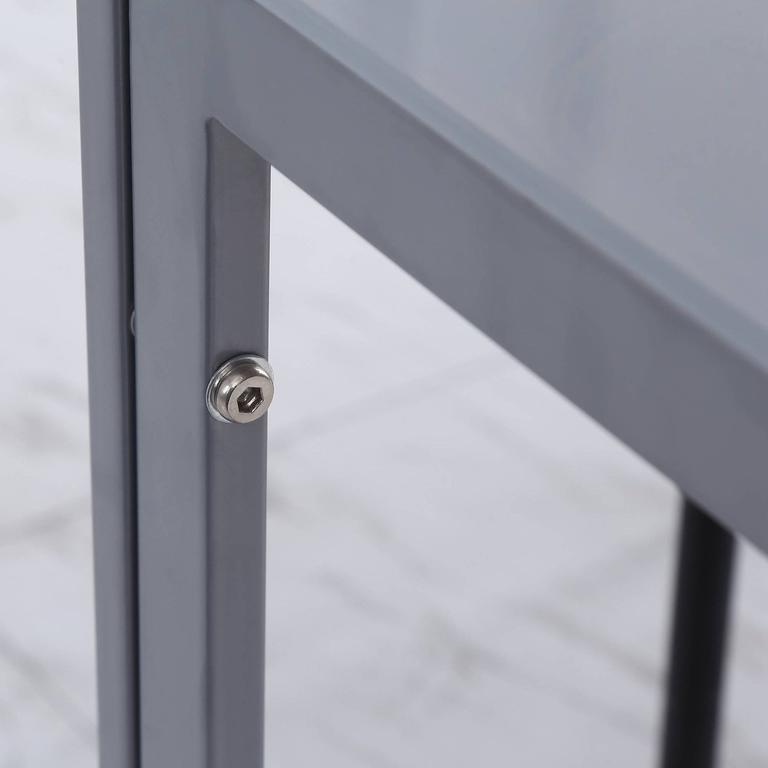 Fyrkantigt matbord för 4, Skiva av härdat glas, Grå