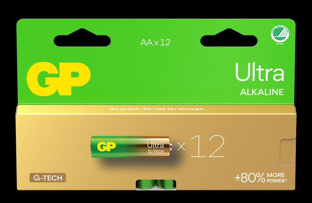 GP Ultra Alkaline AA-batteri, 15AU/LR6, 12-pack