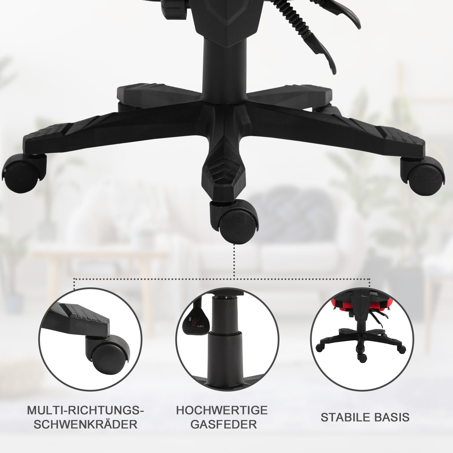 Gaming Chair – Ergonomisk kontorsstol med fotstöd, svart & rött