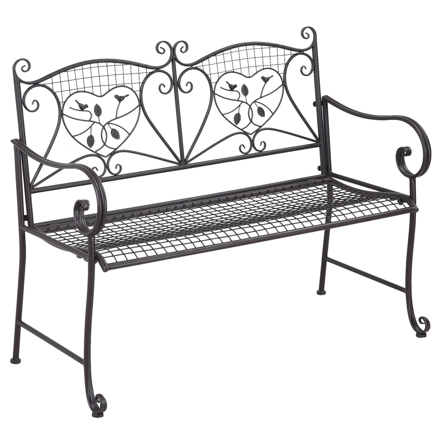 Hagebenk 2-seters ryggstøtte Parkbenk Hage Værbestandig antikk utseende metallkaffe 114 X 53,3 X 91 cm