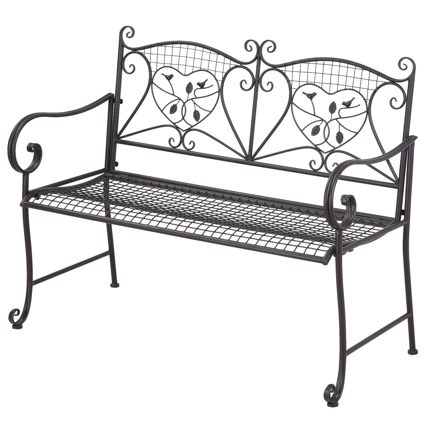 Hagebenk 2-seters ryggstøtte Parkbenk Hage Værbestandig antikk utseende metallkaffe 114 X 53,3 X 91 cm