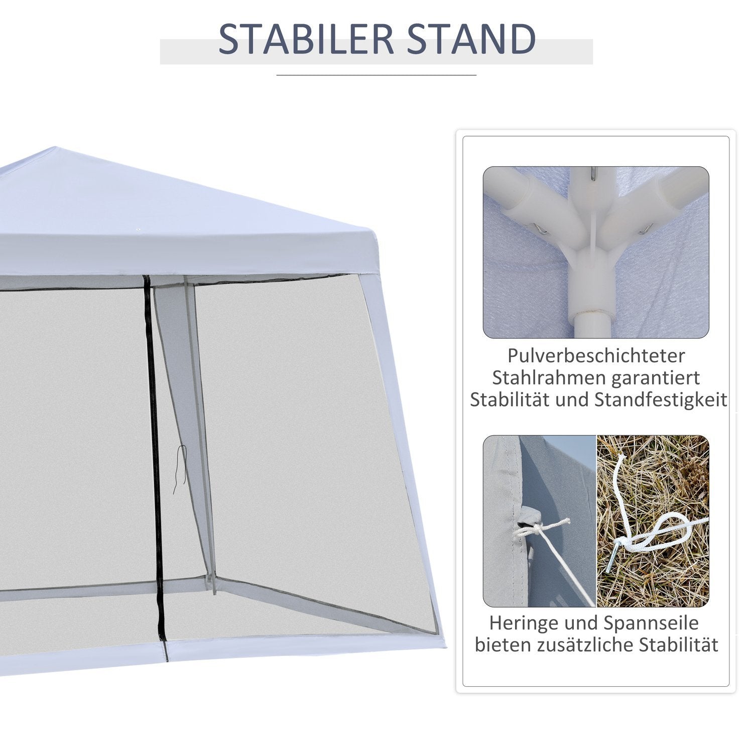 Hage Gazebo Pavilion Marquee Partytelt Værbestandig telt med myggnett metall + polyestergrå 3 X 3 M