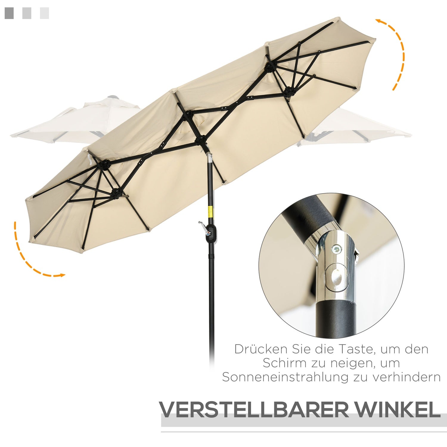 Garden Market Paraply, 285x147cm, Tilt & Wind Roof
