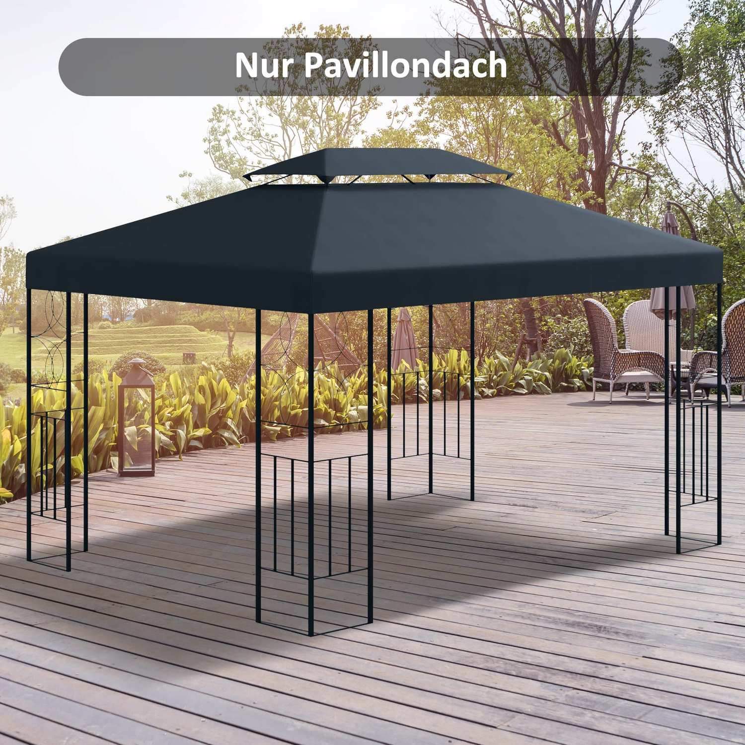 Erstatningstak Gazebo Roof Garden Gazebo Polyester 3X4M Koksgrå