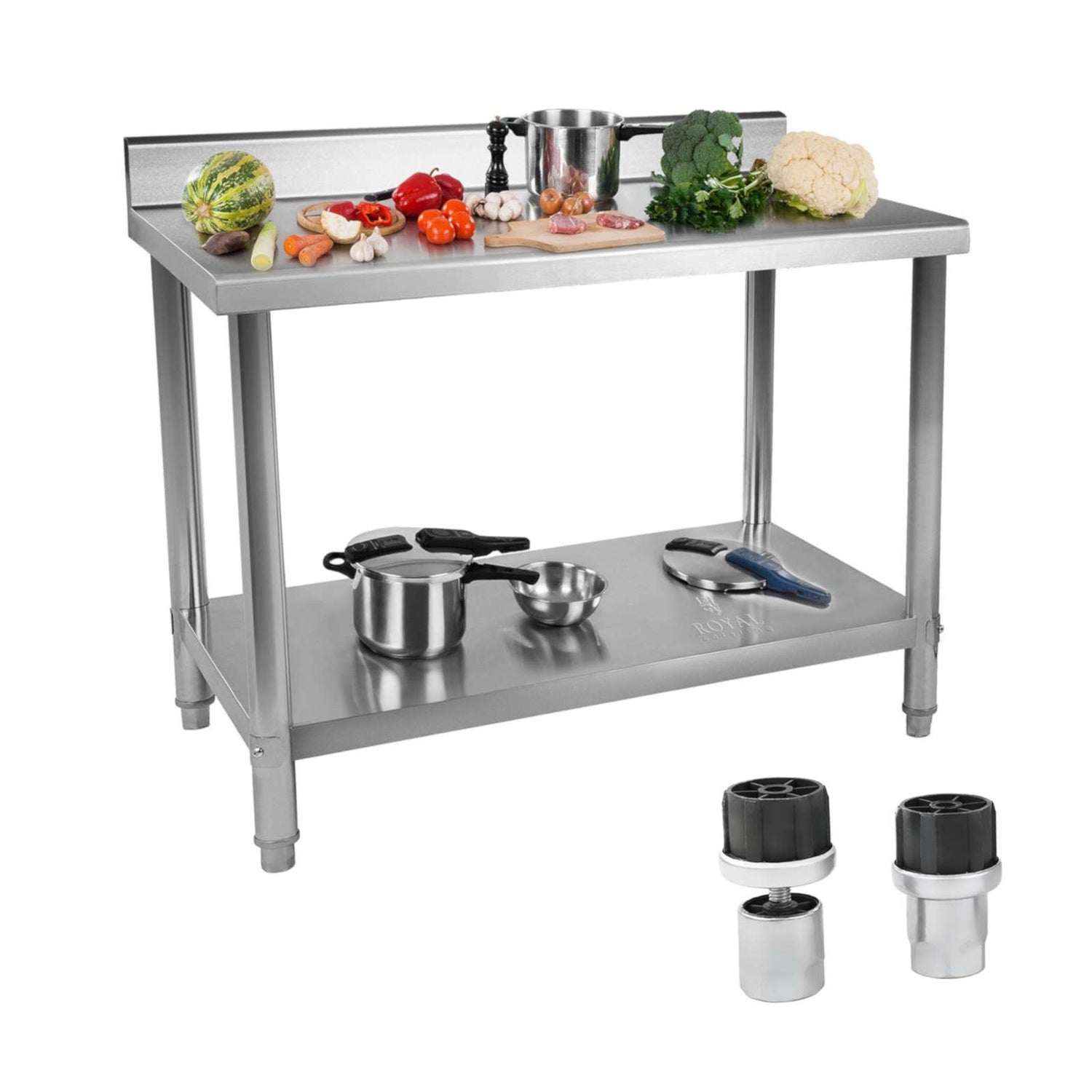 Gastronomi bänkbord med rostfri kant, 120x60cm