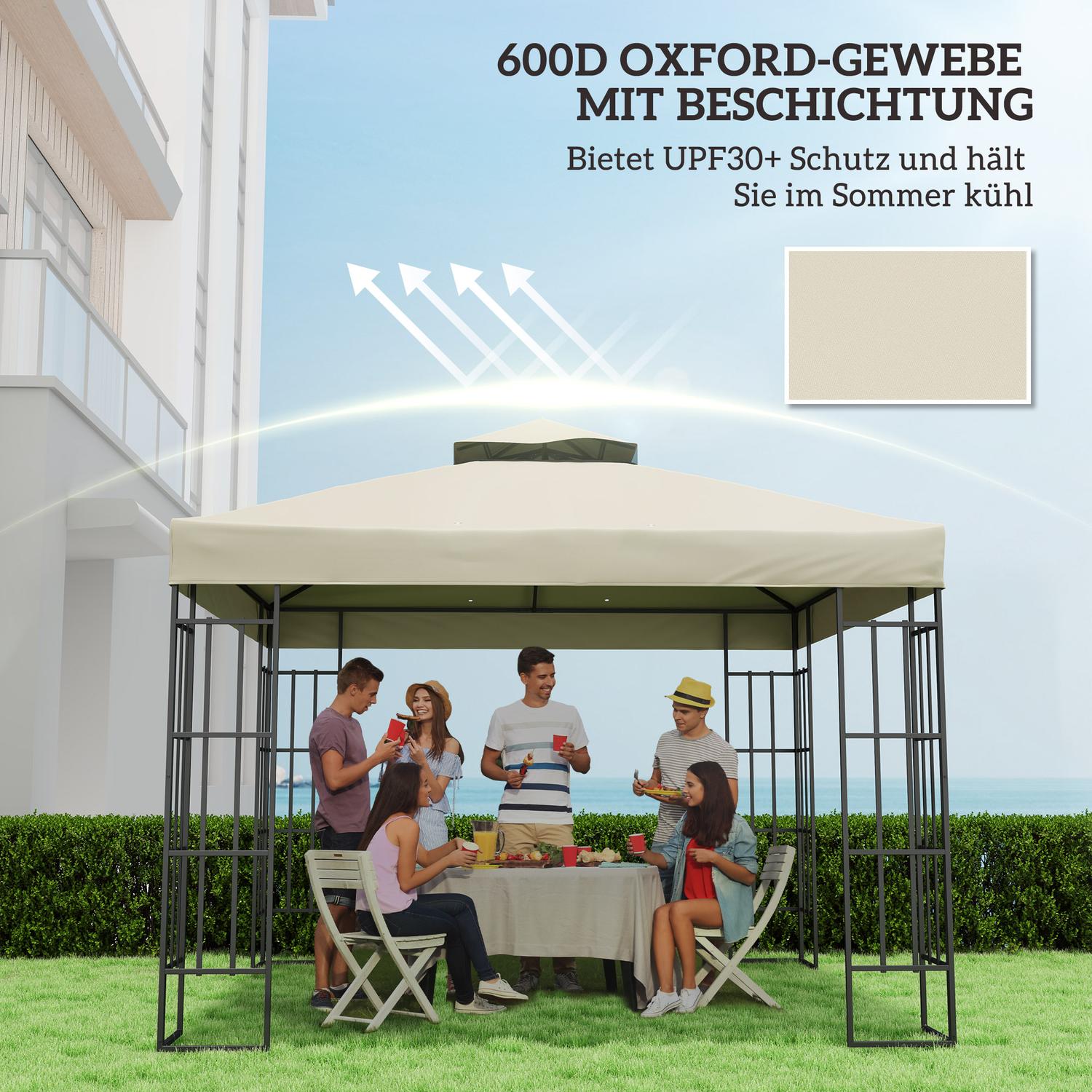 Gazebo Takbyte 3x3m, Vattentålig, Gräddvit