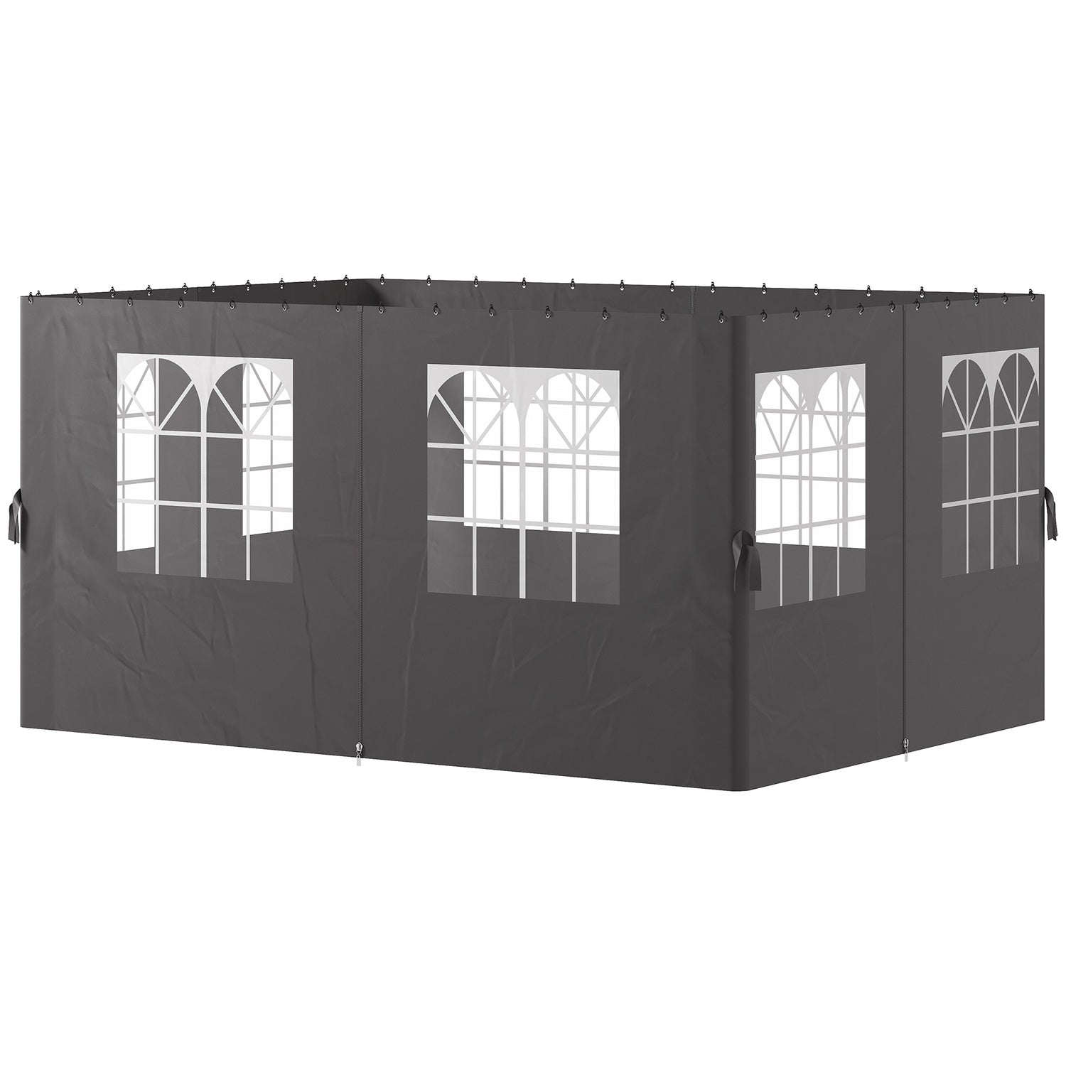Gazebo sidopaneler, 4 mörkgrå polyesterväggar, 3x4m