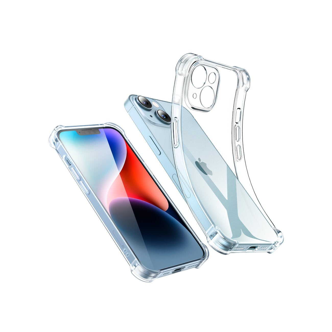 Gelfodral för iPhone 14 Plus med förstärkta hörn Skyddsfodral genomskinligt