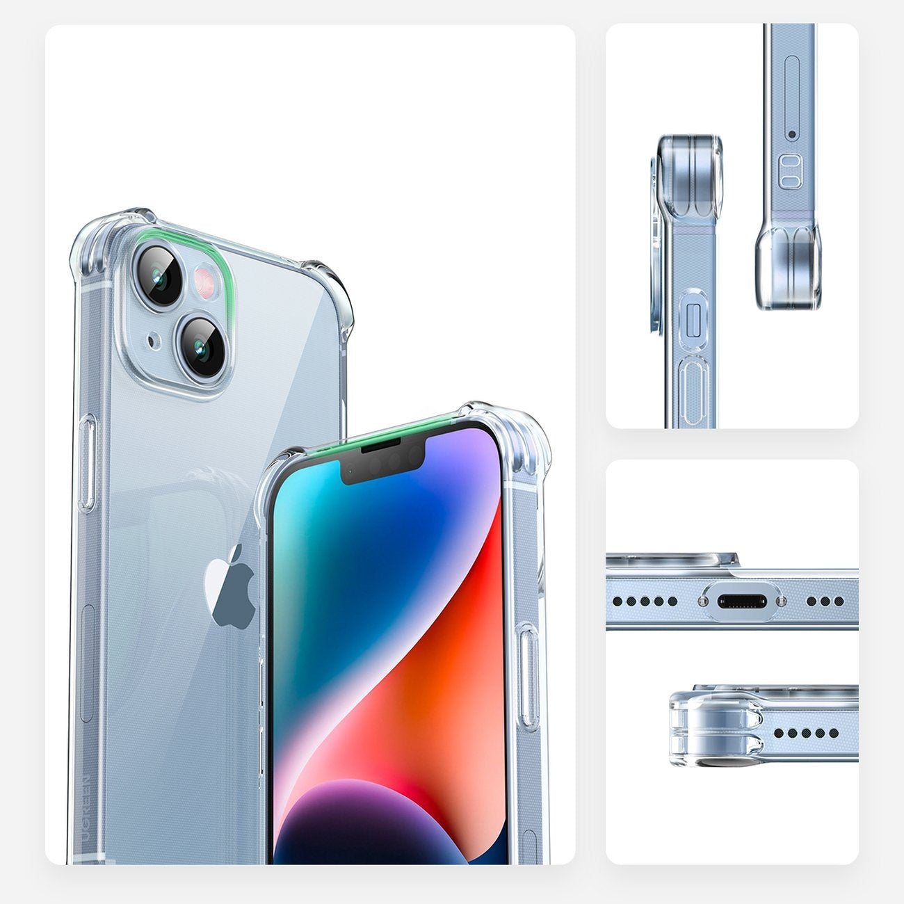 Gelfodral för iPhone 14 Plus med förstärkta hörn Skyddsfodral genomskinligt