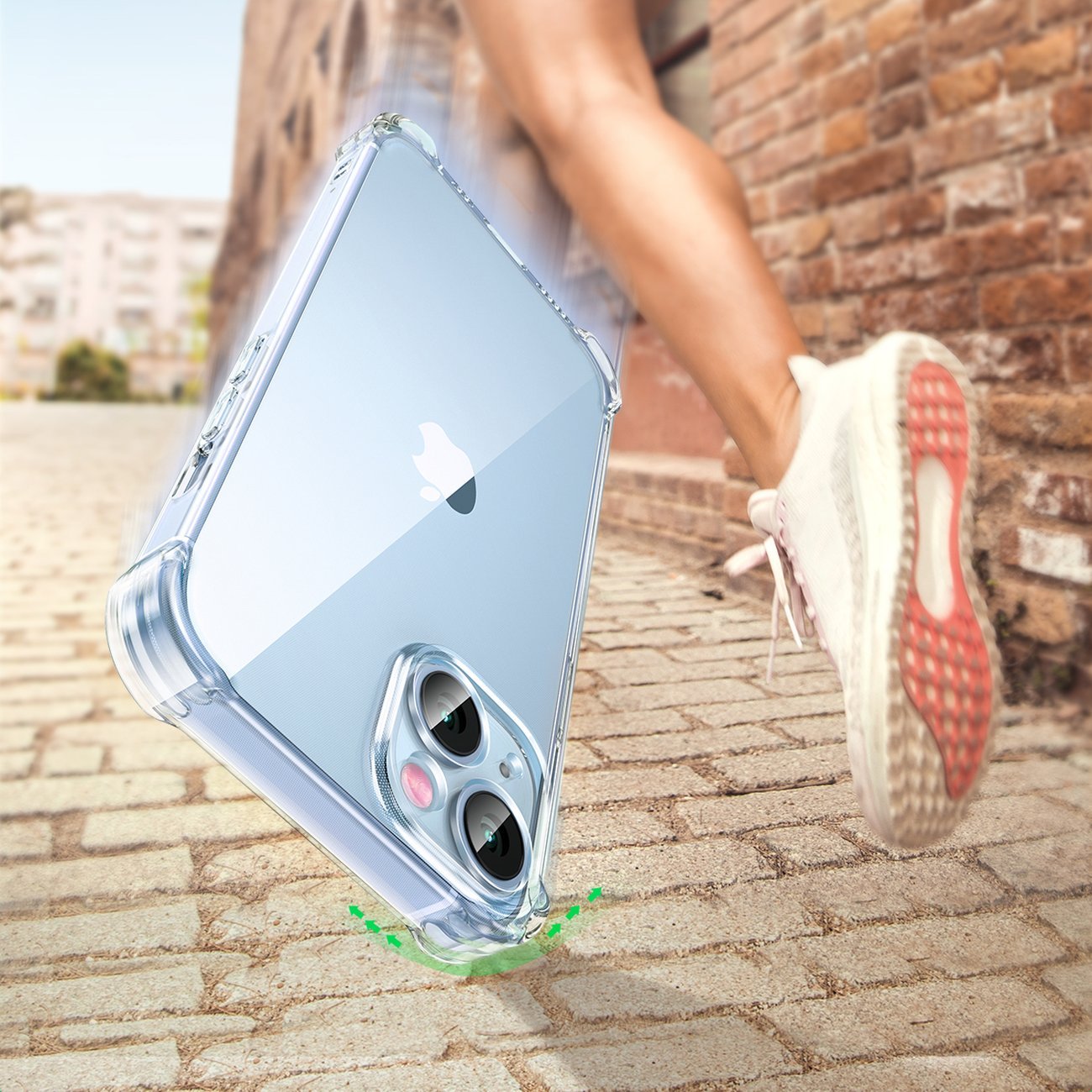 Gelfodral för iPhone 14 Plus med förstärkta hörn Skyddsfodral genomskinligt