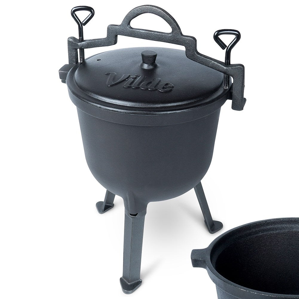 Gjutjärnsgryta med lock och ben, 8 liter