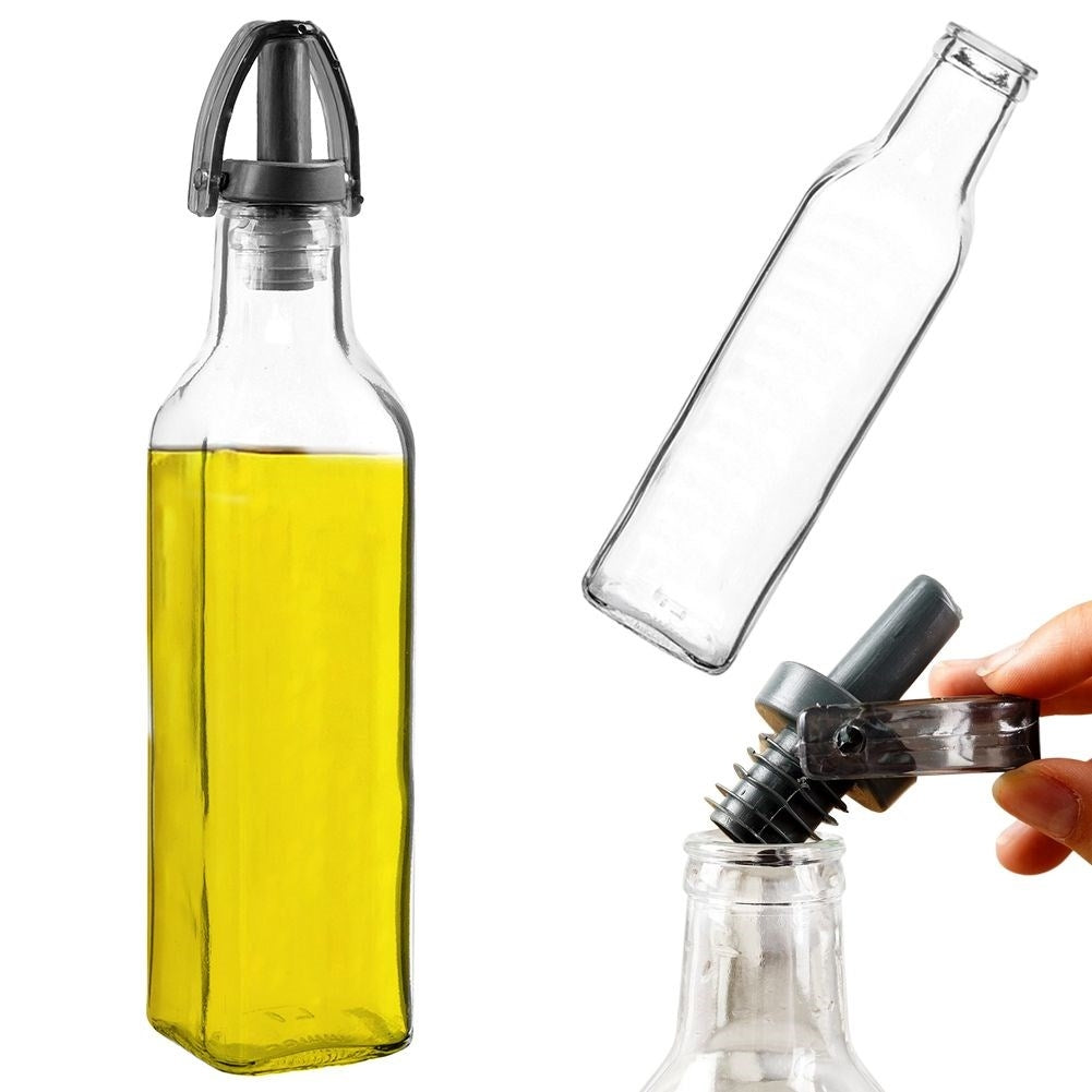 Glasflaska för olja/vinäger med hällpip och förslutning