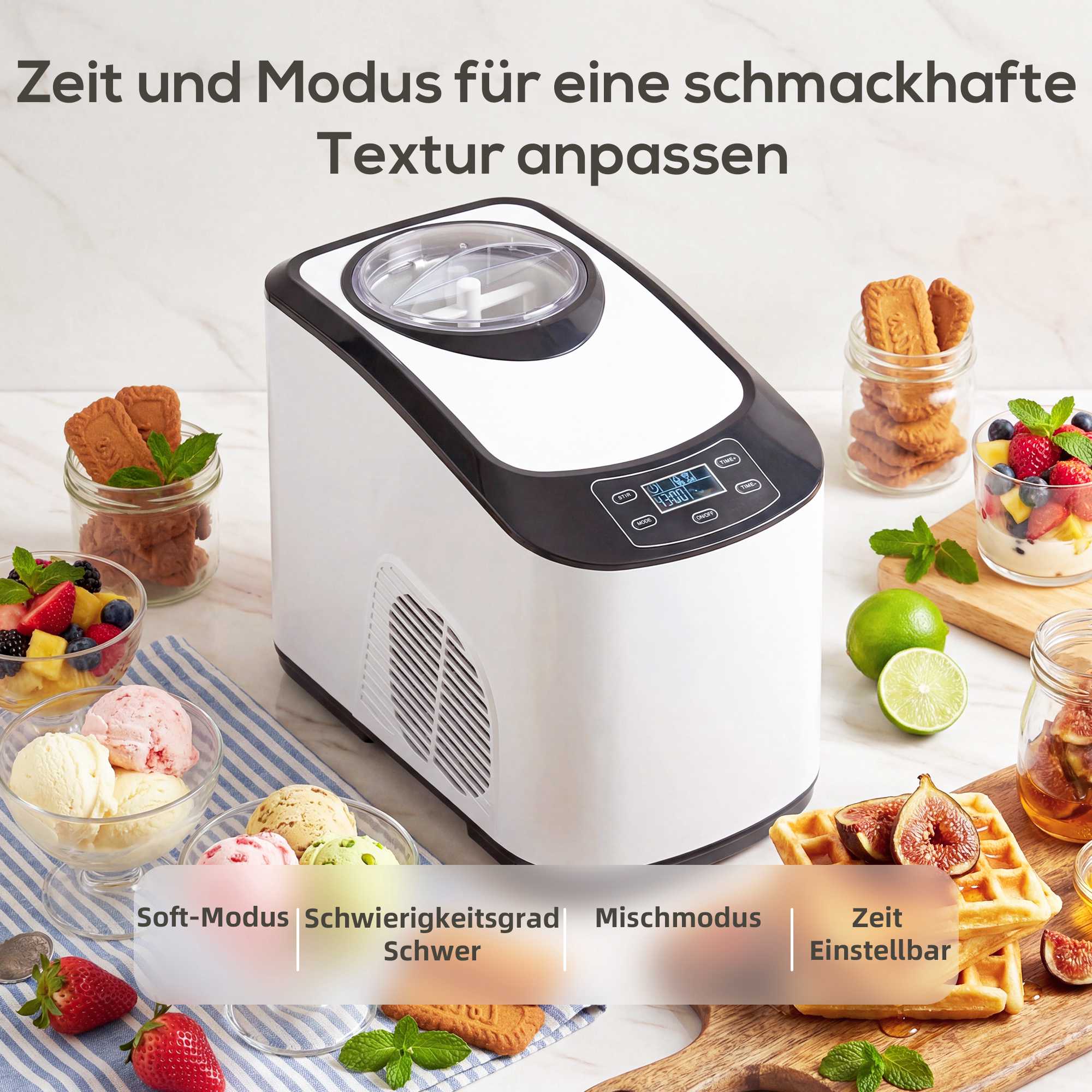 Glassmaskin med kompressor, 1,5 l, vit
