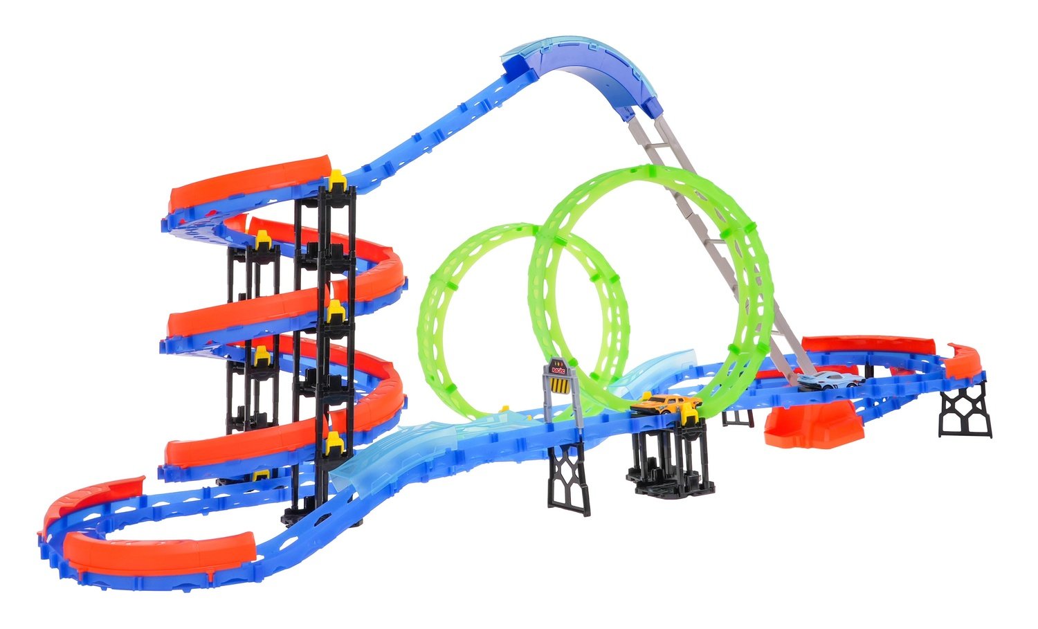 Glow-in-the-Dark Race Track Set med snabba bilar, 116 st