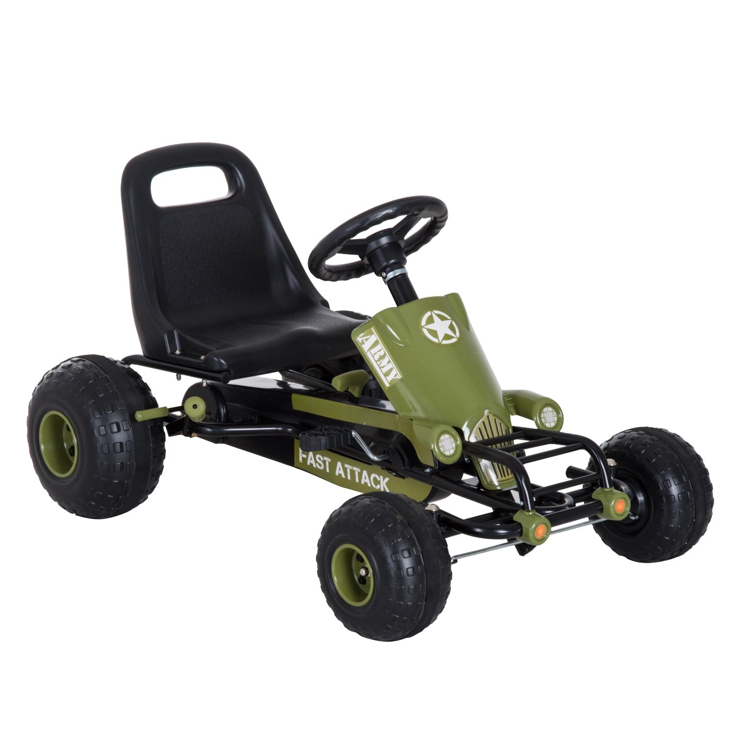 Pedal Go-Kart för barn, Handbroms, Grön, Outdoor Fun