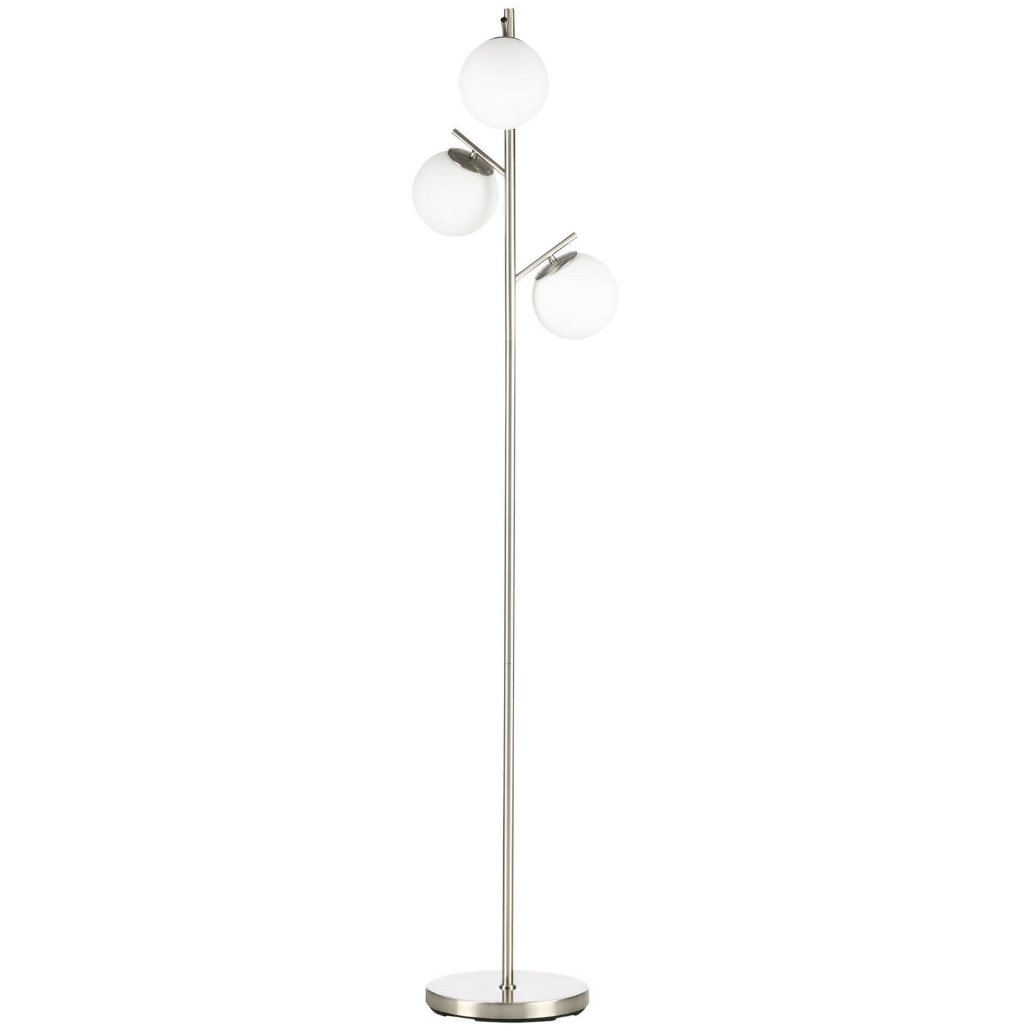 Golvlampa 40W E27, Silver & Vit, 169 cm, 3 glasskärmar