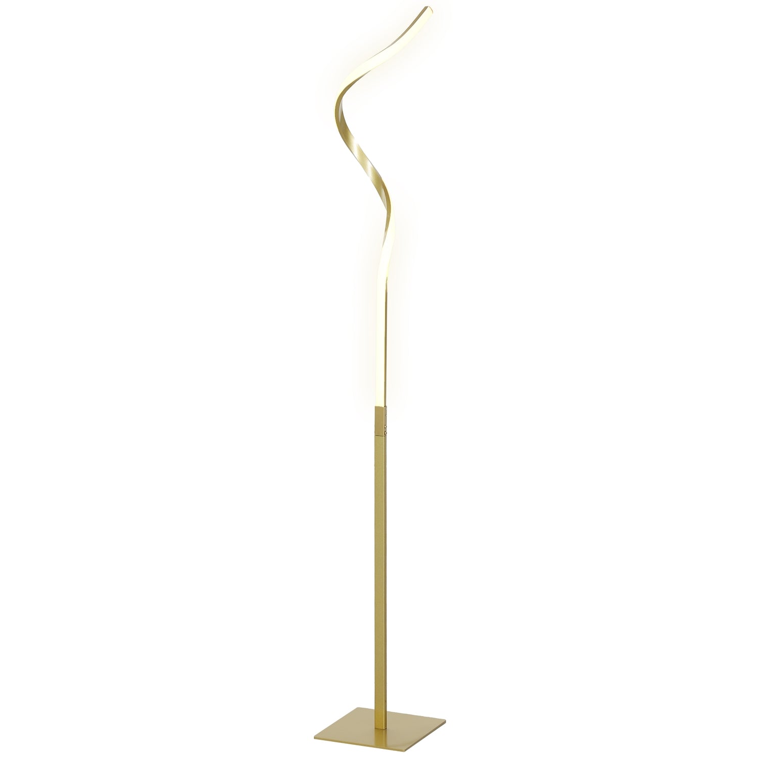 Dimbar LED-golvlampa, spiraldesign, 3 ljusfärger, guld