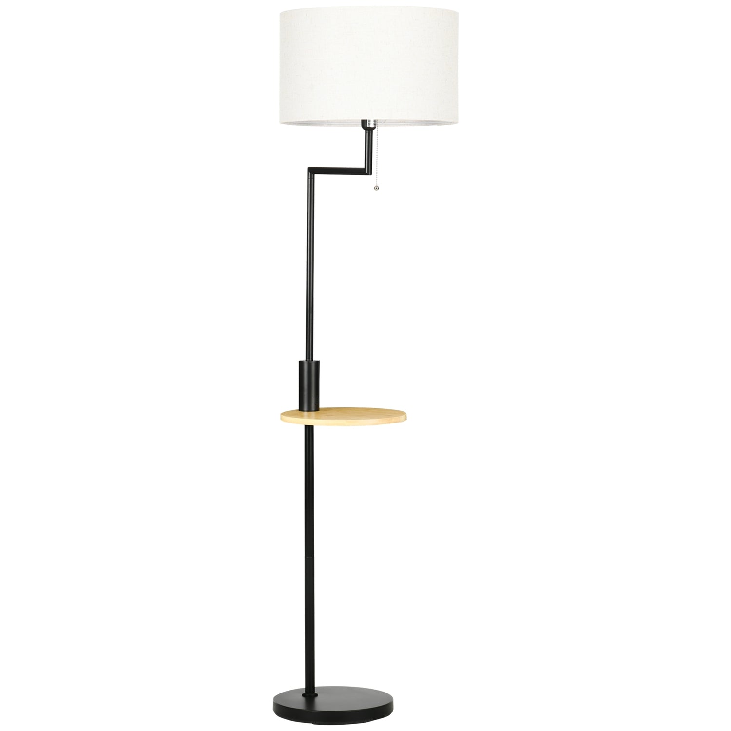 Golvlampa med hylla & USB-port, stål, kräm, 40W