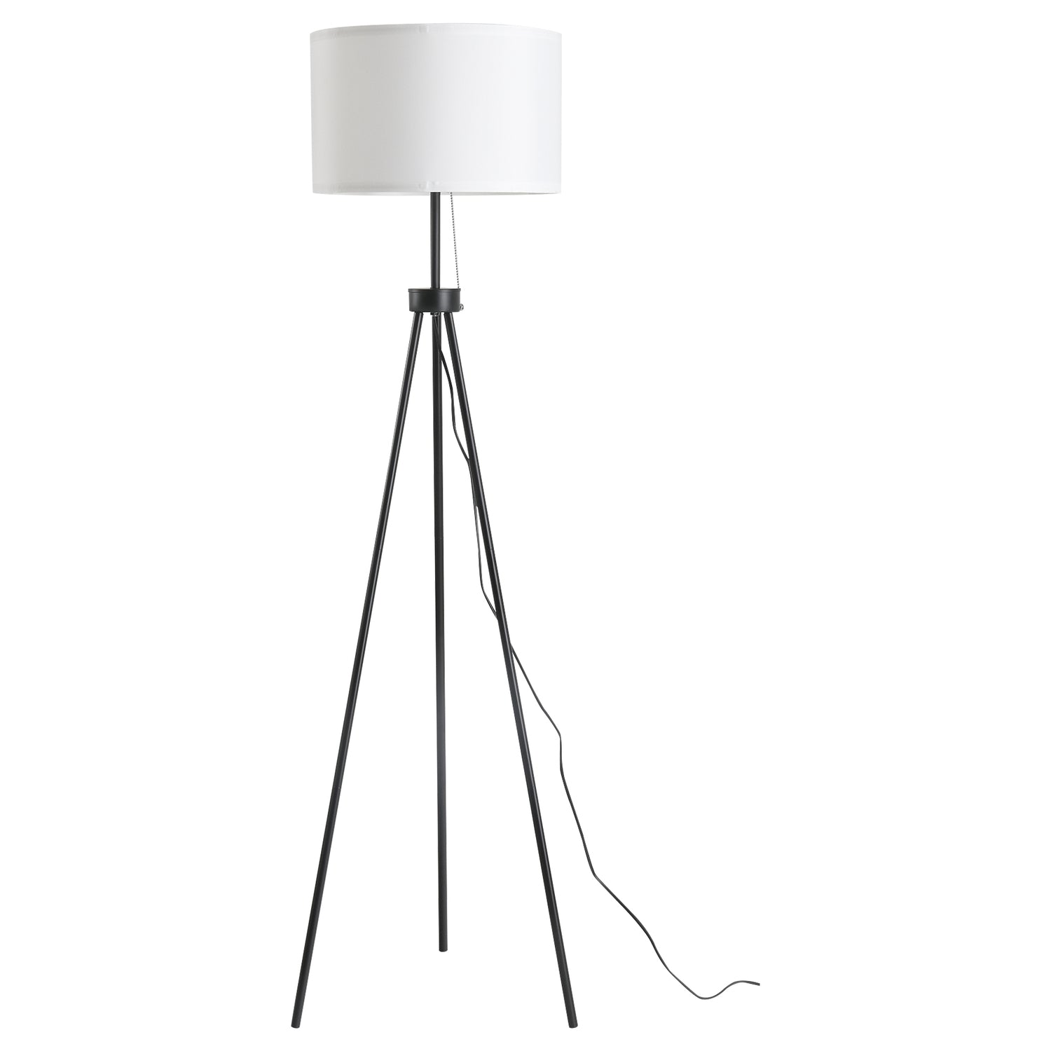 Modern svart & vit golvlampa E27, stål & polyester